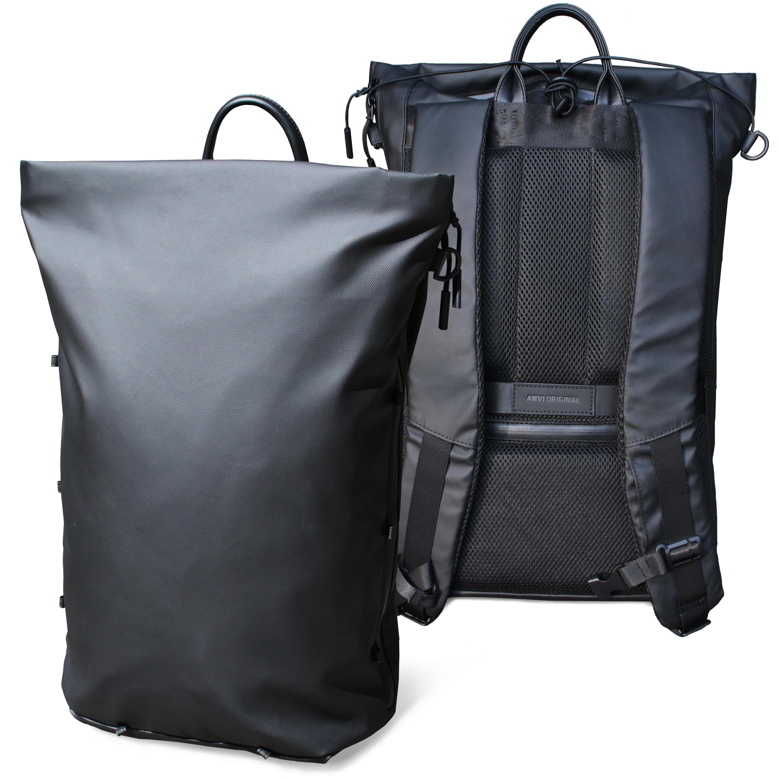 Karry B2 Minimalist outdoor professional business urban backpack commute computer Laptop 16 inch Mac / PC Case w/h Adjustable Chest Strap, Back Zipper Pocket, for Cycling, Traveling (Black)