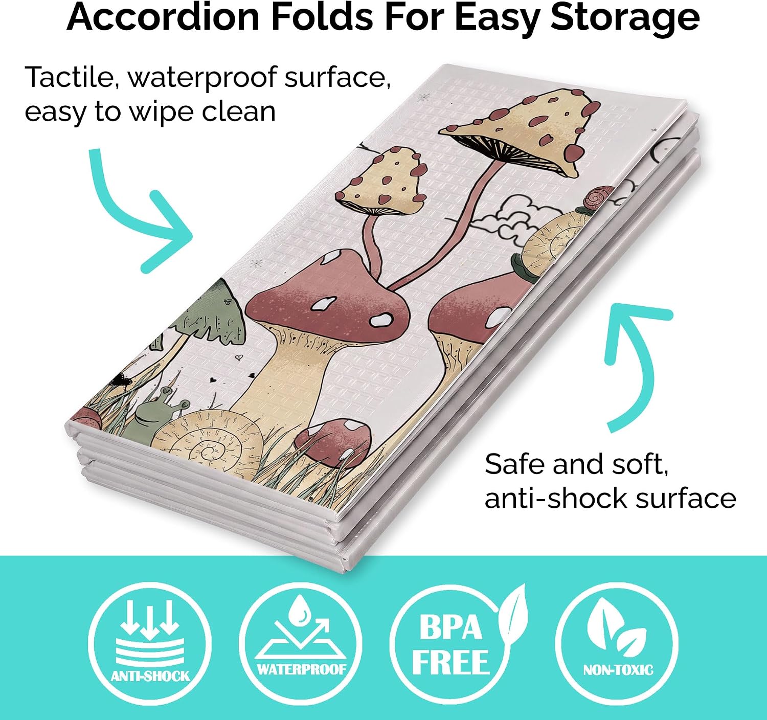 JumpOff Jo Foldable Foam Play Mat – Large Waterproof Baby & Toddler Activity Floor Mat, Double-Sided 70 x 59 Inch Play Surface image 3