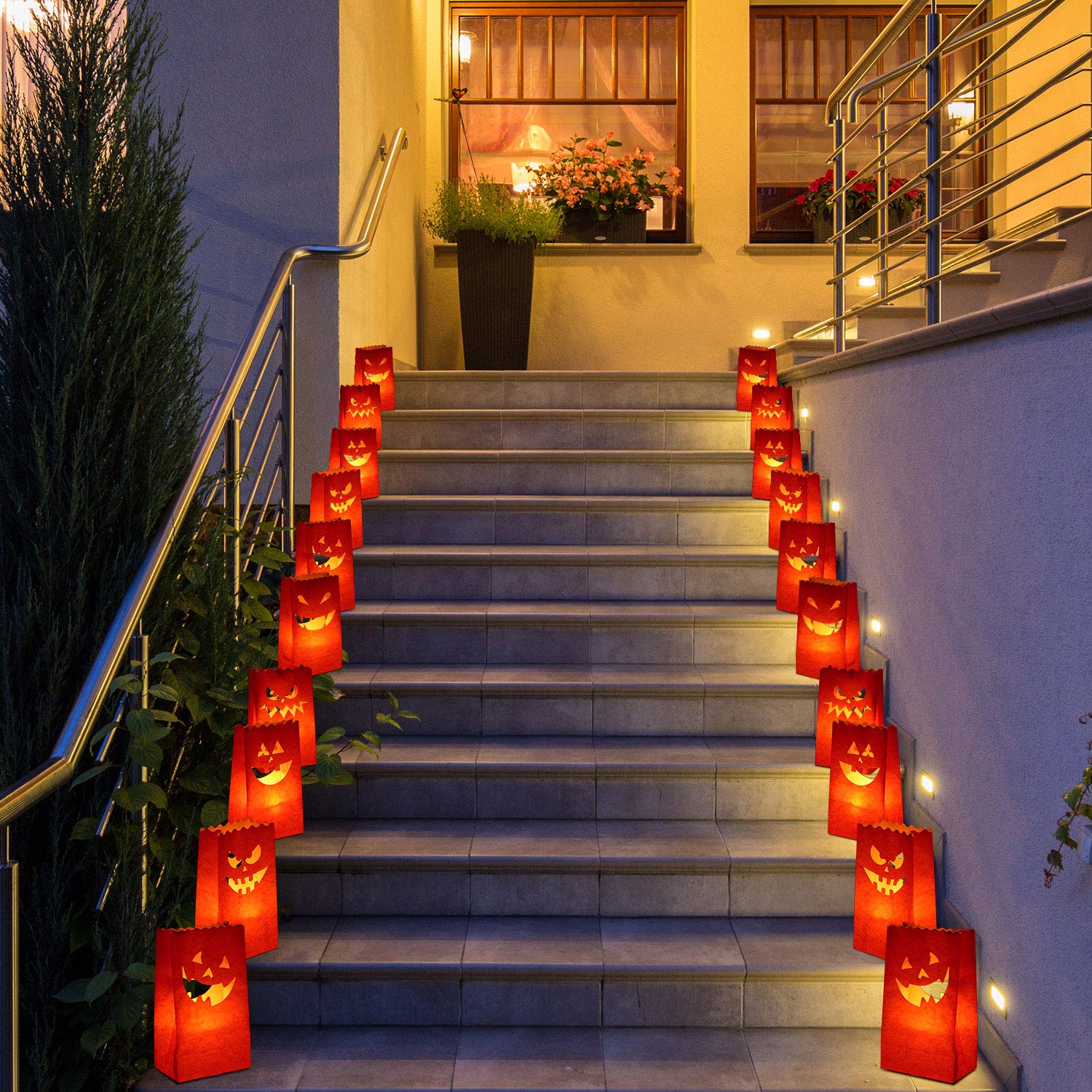 48 Sacs Papier Citrouille Halloween - Lanternes Ignifuges Pour Bougies - Déco Effrayante Et Résistante Au Vent