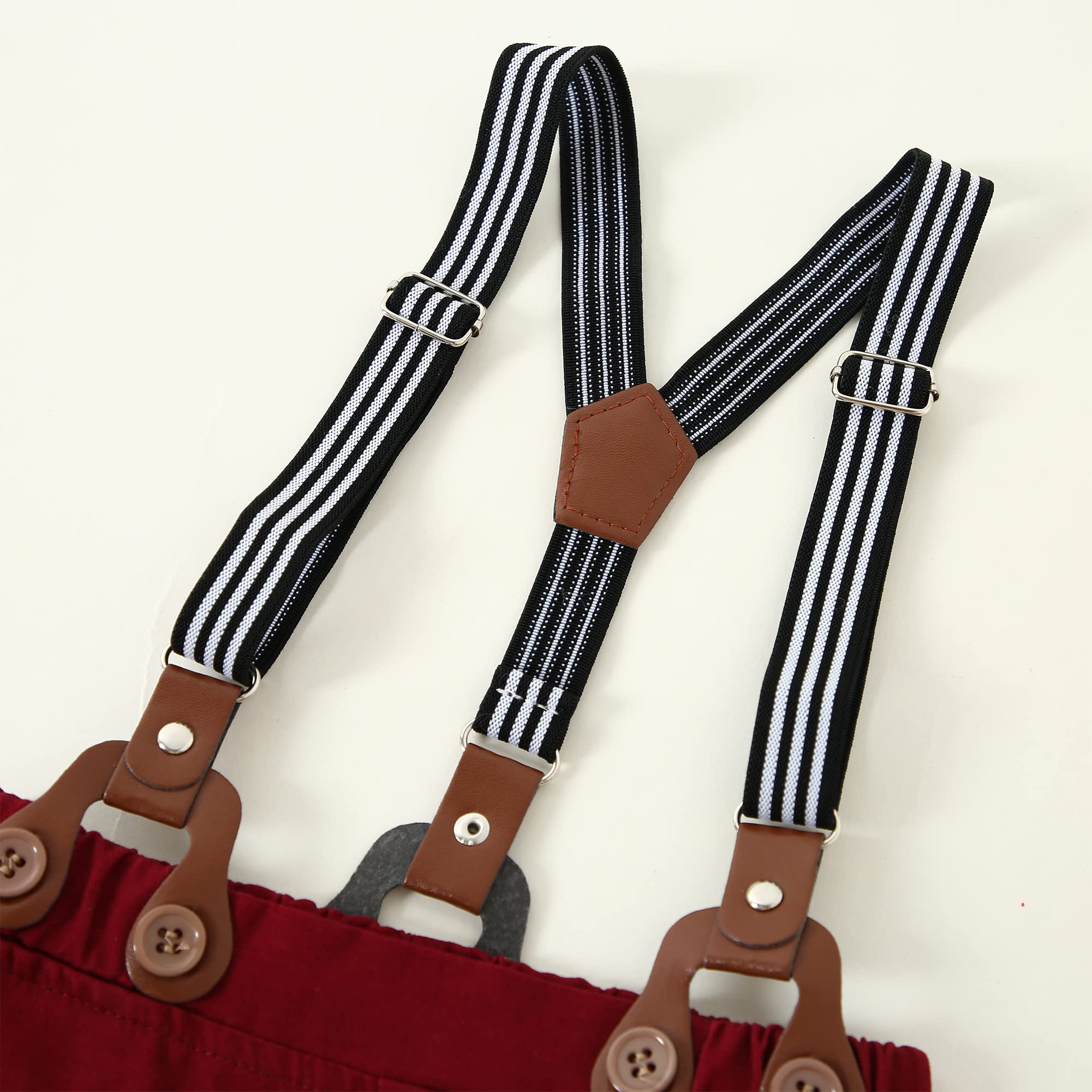 ZOEREA Costume pour bébé garçon - Tenue de mariage à manches longues + pantalon porte-jarretelles + nœud papillon 1 à 5 ans