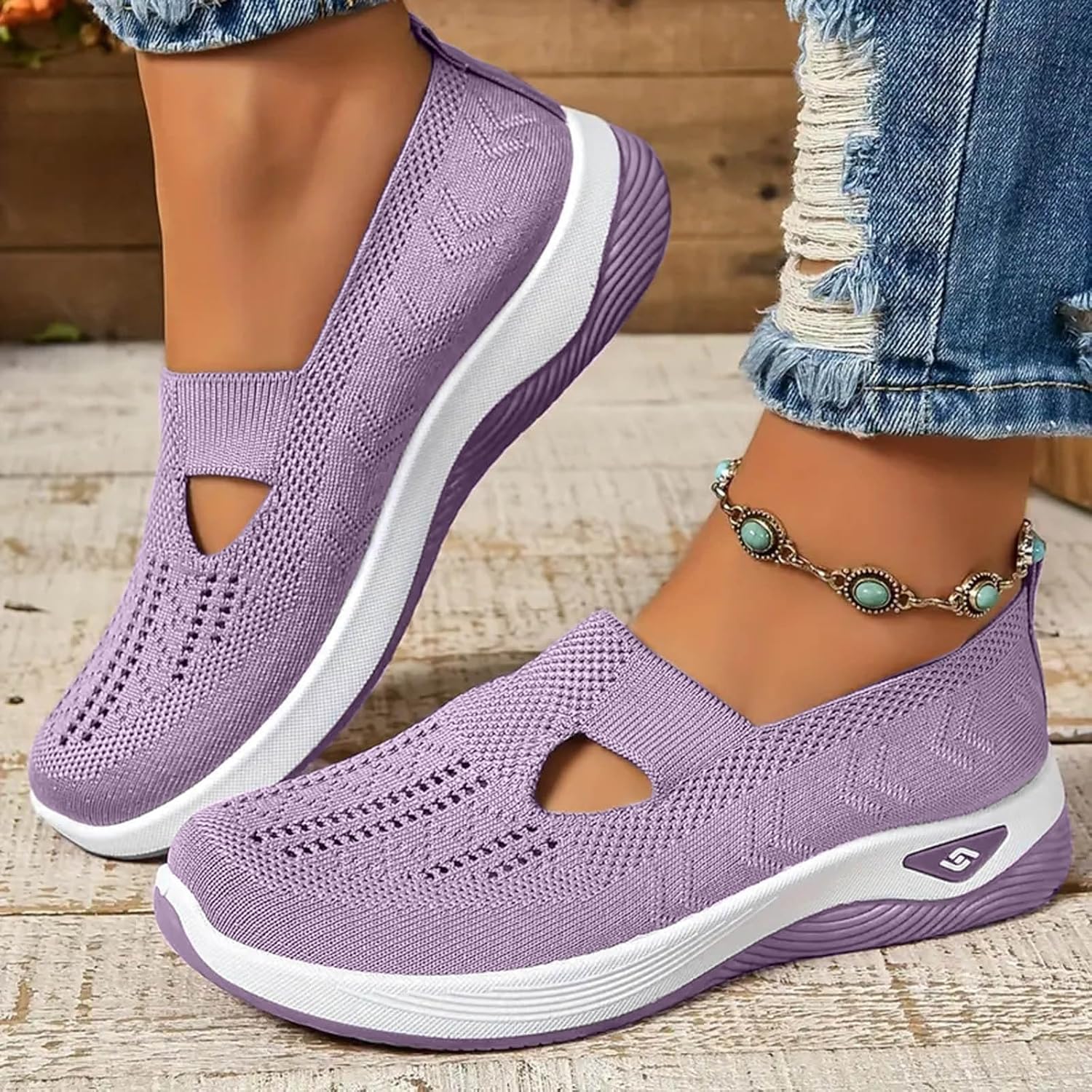 Women Woven Breathable Orthopedic Shoes Arch Support Foam Comfortable Sneakers Lightweight Slip on Orthowear Casual Fashion Soft Sole Wedge Orthopedic Shoes Comfort Wear Walking Sports Shoes - Image 2