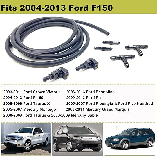 Miniatura 2 de Kit de boquillas para limpiaparabrisas delantero compatible con Ford F150 2004-2013, sustituye al OE 3W7Z17603AA Manguera de chorro y fluido de