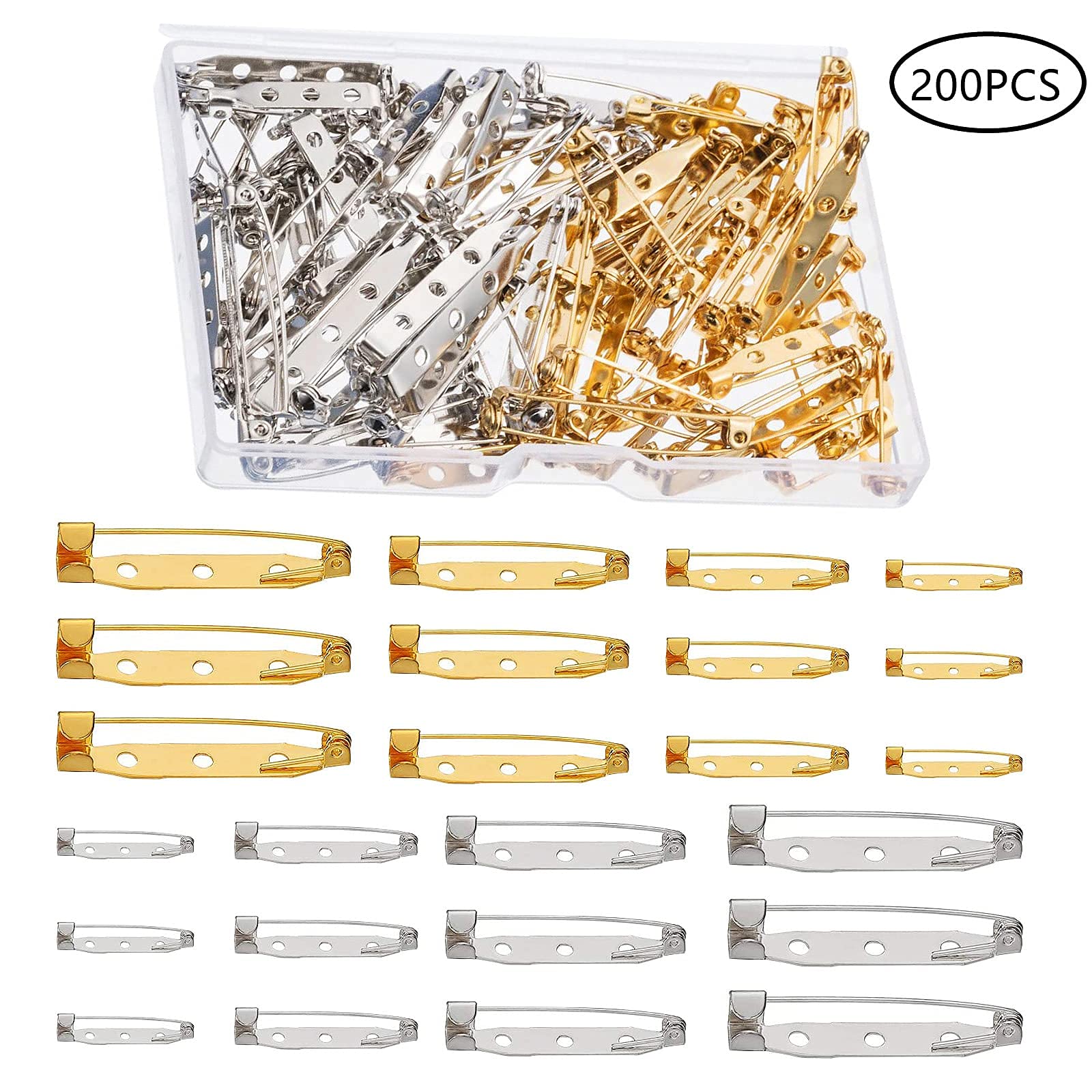 Lot De 5 Broches Dos D'épingle Longues - Plaqué Argent - 1,5 Cm - Pour Barrettes De Cheveux - Neuf