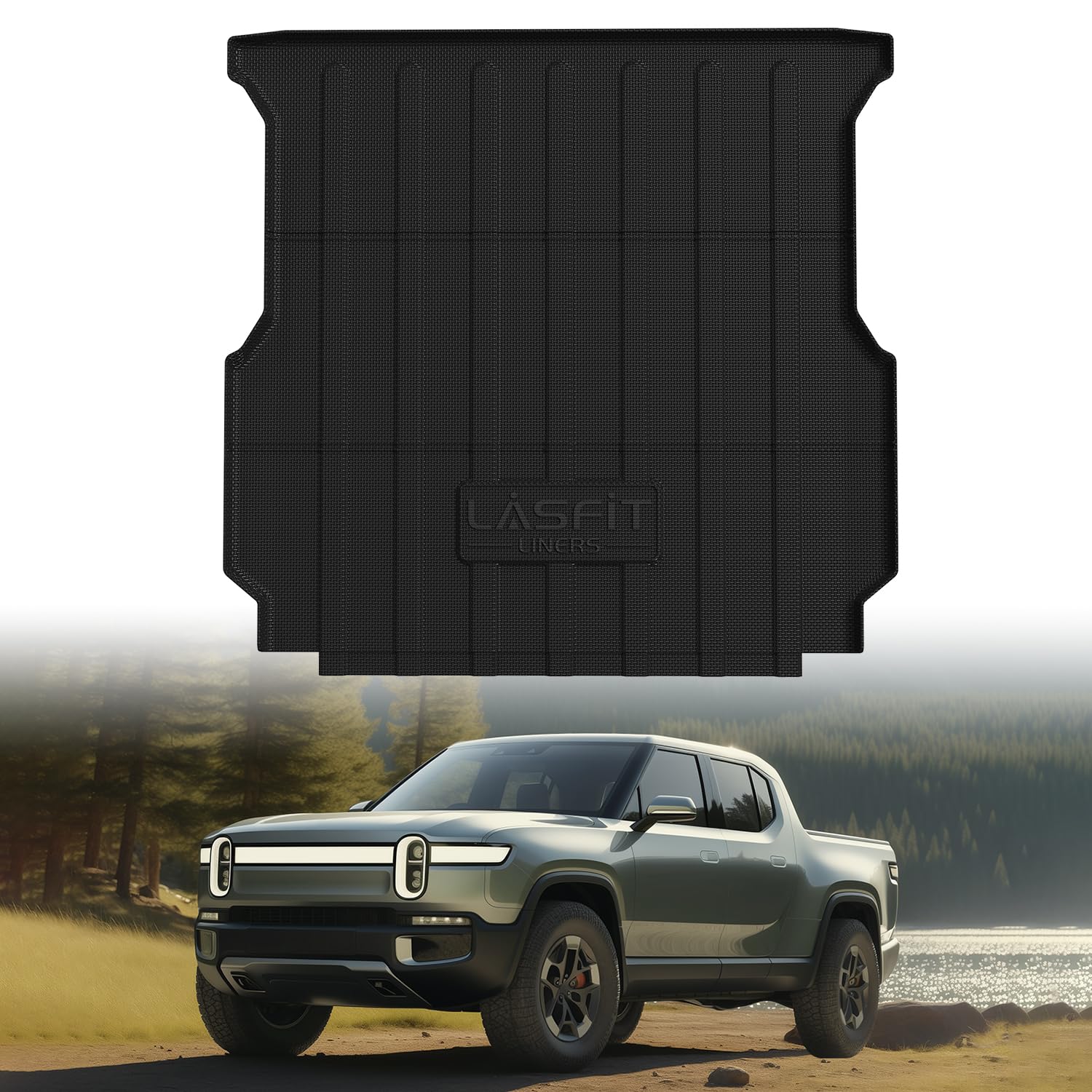 LASFIT Truck Bed Mat for Rivian R1T 2022-2026 4.5-Ft Bed, All Weather Liner