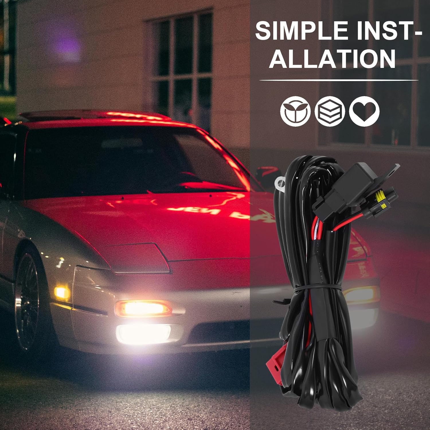 Fog Light Wiring Harness Kit with Compatible Plug Automotive Replacement Wire Harness for Fog Lights for Car Electrical System