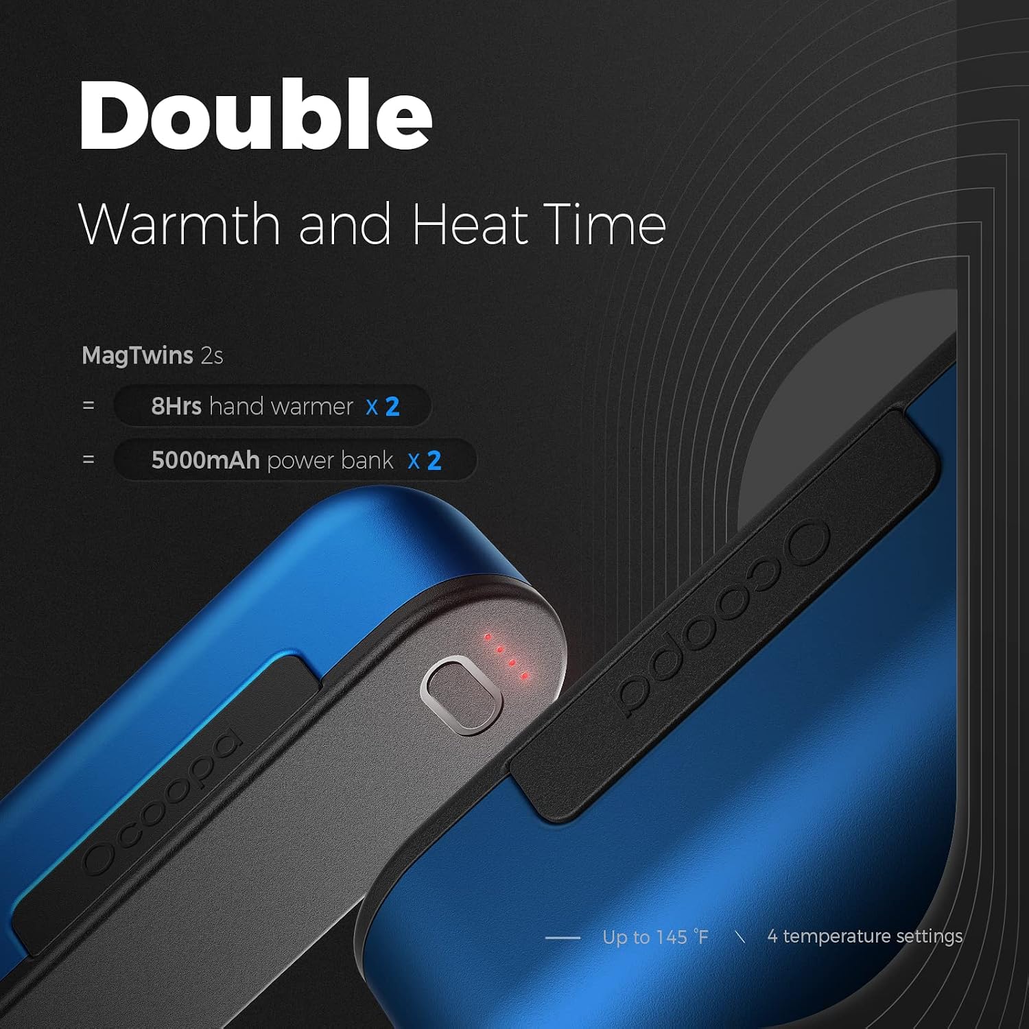 OCOOPA Hand Warmers Rechargeable 2 Pack, Magnetic Electric Handwarmer, 16 Hrs Warmth 4 Levels Heat Up to 145℉, USB-C Portable Charger 10000mAh, Raynauds, Golf, Tech Gifts for Men, Union UT2s(MagTwins)