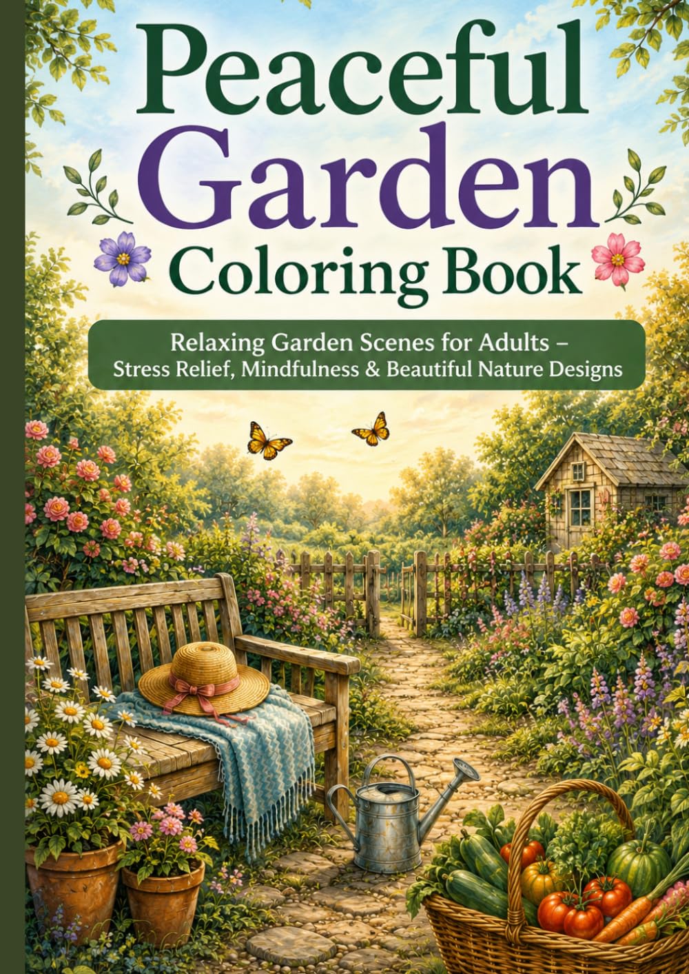Peaceful Garden Coloring Book: Relaxing Garden Scenes for Adults - Stress Relief, Mindfulness & Beautiful Nature Designs