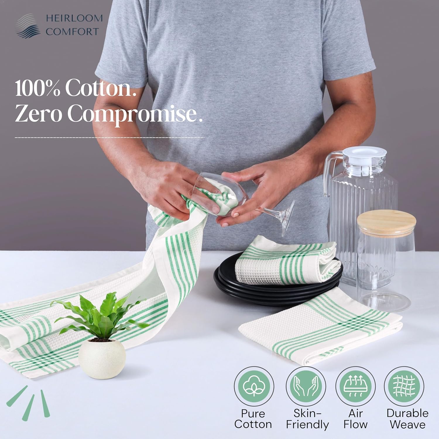 Multicolor Kitchen Towels 12 Pack, 16x26 Inch, Waffle Weave, Quick Dry, Absorbent, Durable Dish Towels for Drying, Cleaning, Cooking, Daily Kitchen Use, Indigo Blue, Red, Dark Green