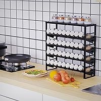 Vista 4 de Expandable, Stackable, Adjustable Spice Rack kitchen Organizer,Metal Pantry Storage Shelves - Multi-Tier Shelf for Cabinet, Countertop, Pantries