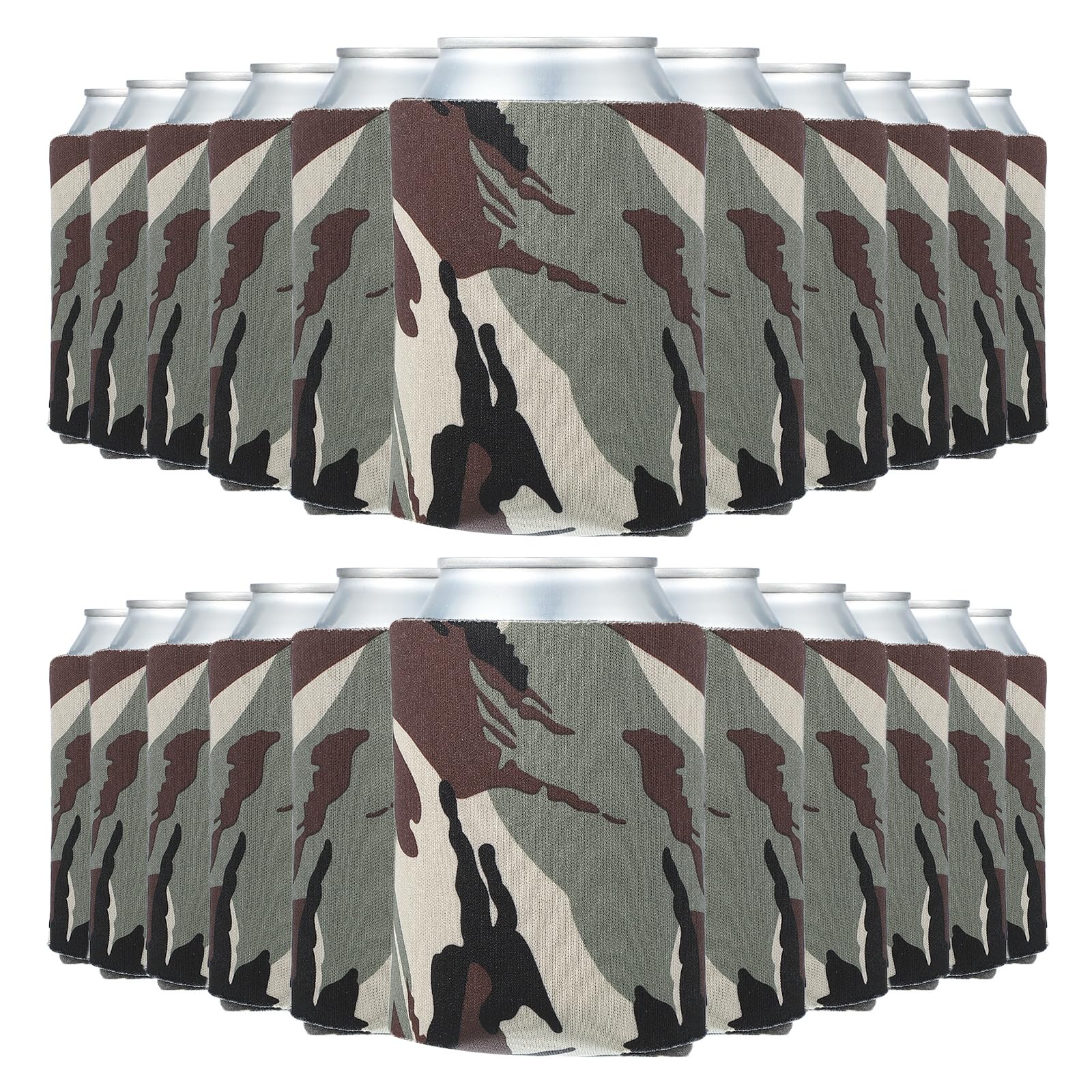 PATIKIL Blank Beer Can Cooler Sleeves,50Pcs Plain Bulk Collapsible Bottle Sleeve Insulated Foam Can Cover for 10oz Bottle Can Wedding Party Event HTV Sublimation,Army Camouflage