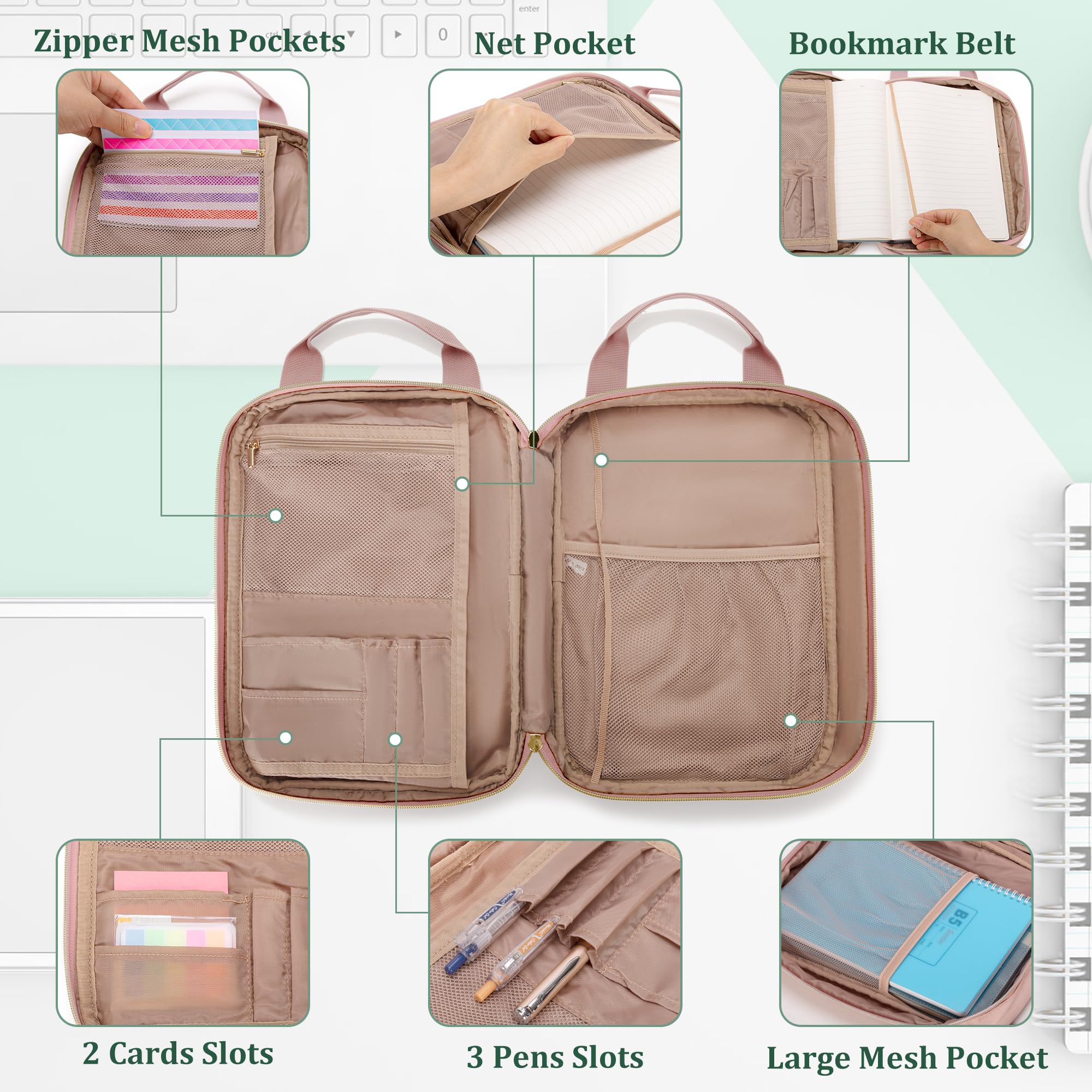 Teamoy Multi-Functional Journal Supplies Storage Case, Notebook Holder with Pen Slots - Image 2
