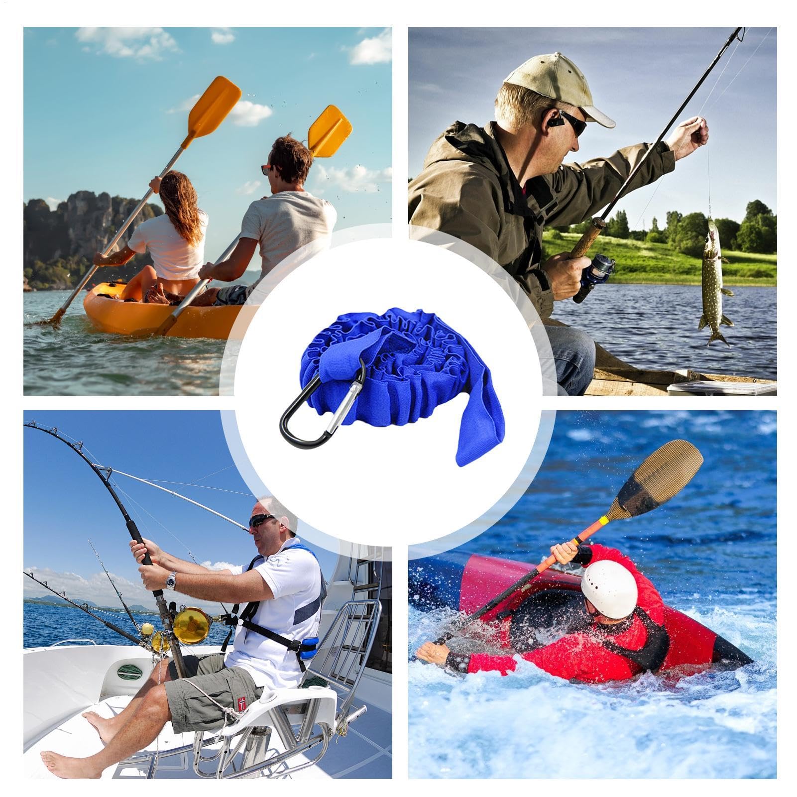 Cuerda de remo para kayak, cordón elástico en espiral con autobloqueo, accesorios de pesca portátil