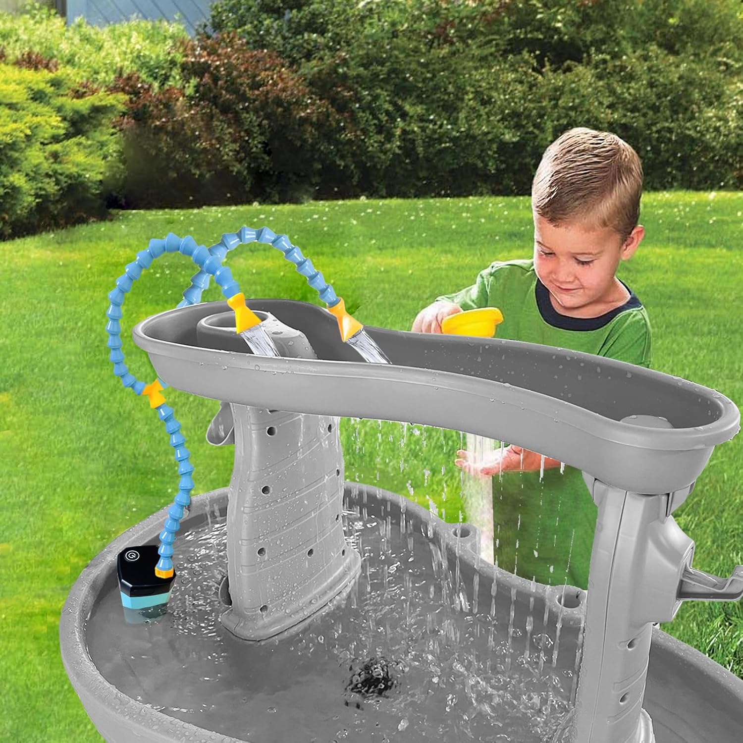 Rechargeable Water Table Pump(Huge Water Output),Kids Sand Water Play Pump, 3 Spray Modes, IPX7 Waterproof,Outdoor Toddler Activity Table Accessory