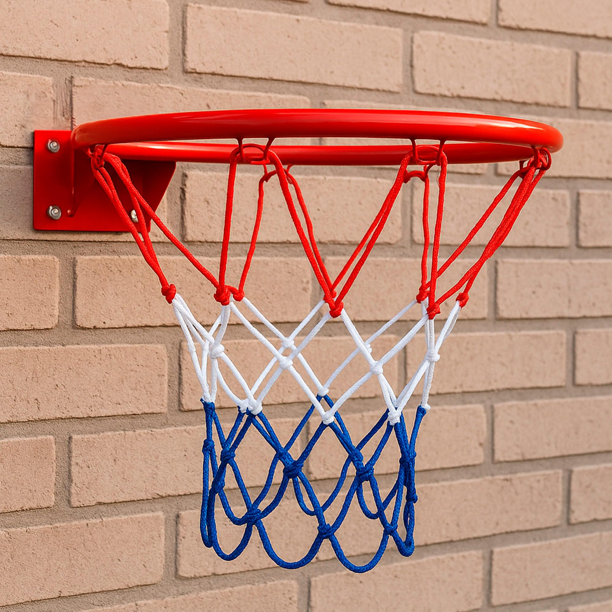 AKTIVE Canestro da basket da parete 45 cm, scala 1/1, Rete in poliestere e anello in metallo, Montaggio con 4 viti incluse, Per giocare in casa, in terrazza o in giardino (54278)