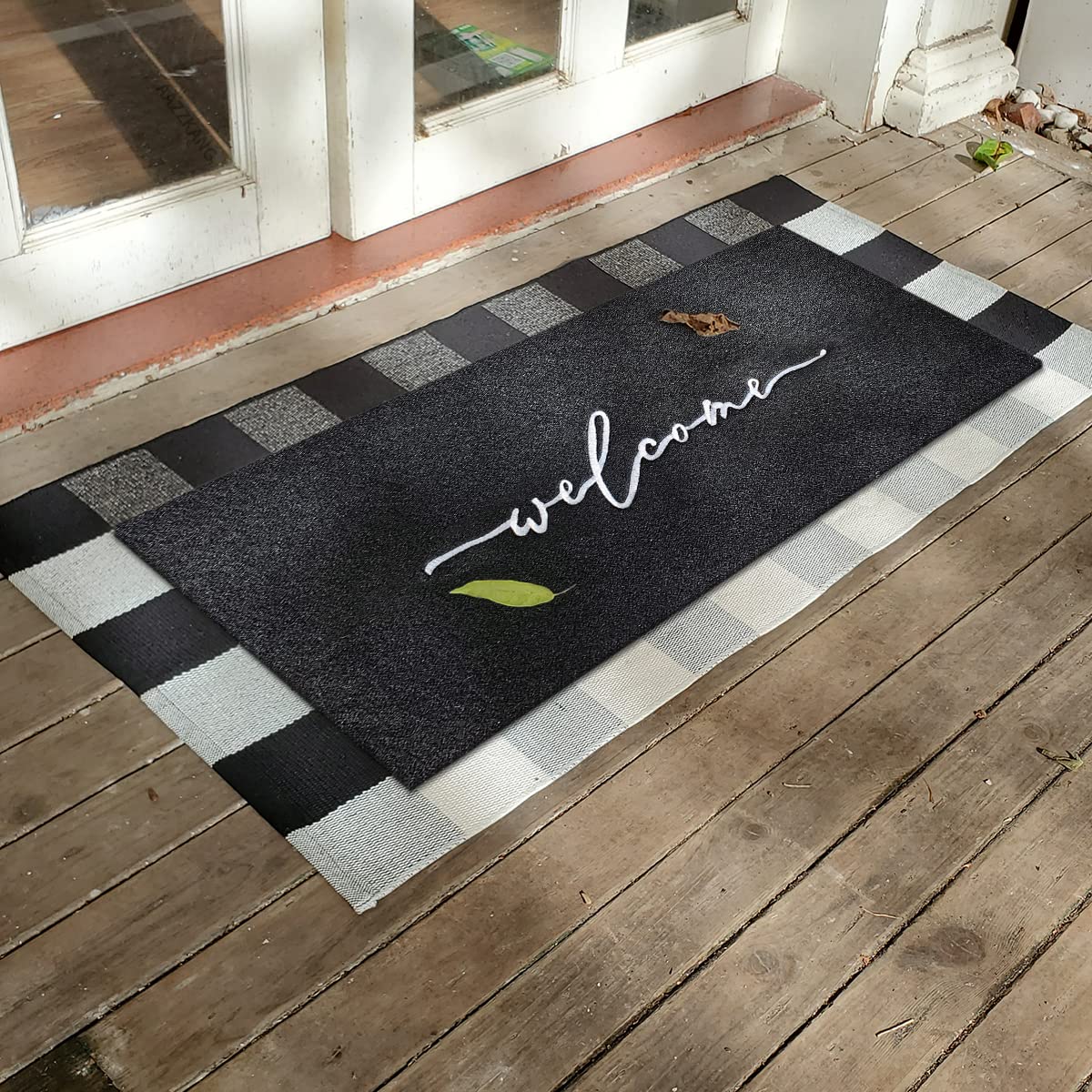 AAZZKANG Felpudo grande de 120 x 45 cm exterior interior felpudo de bienvenida con base de goma antideslizante resistente fácil de limpiar alfombrilla para puerta de entrada fuerte