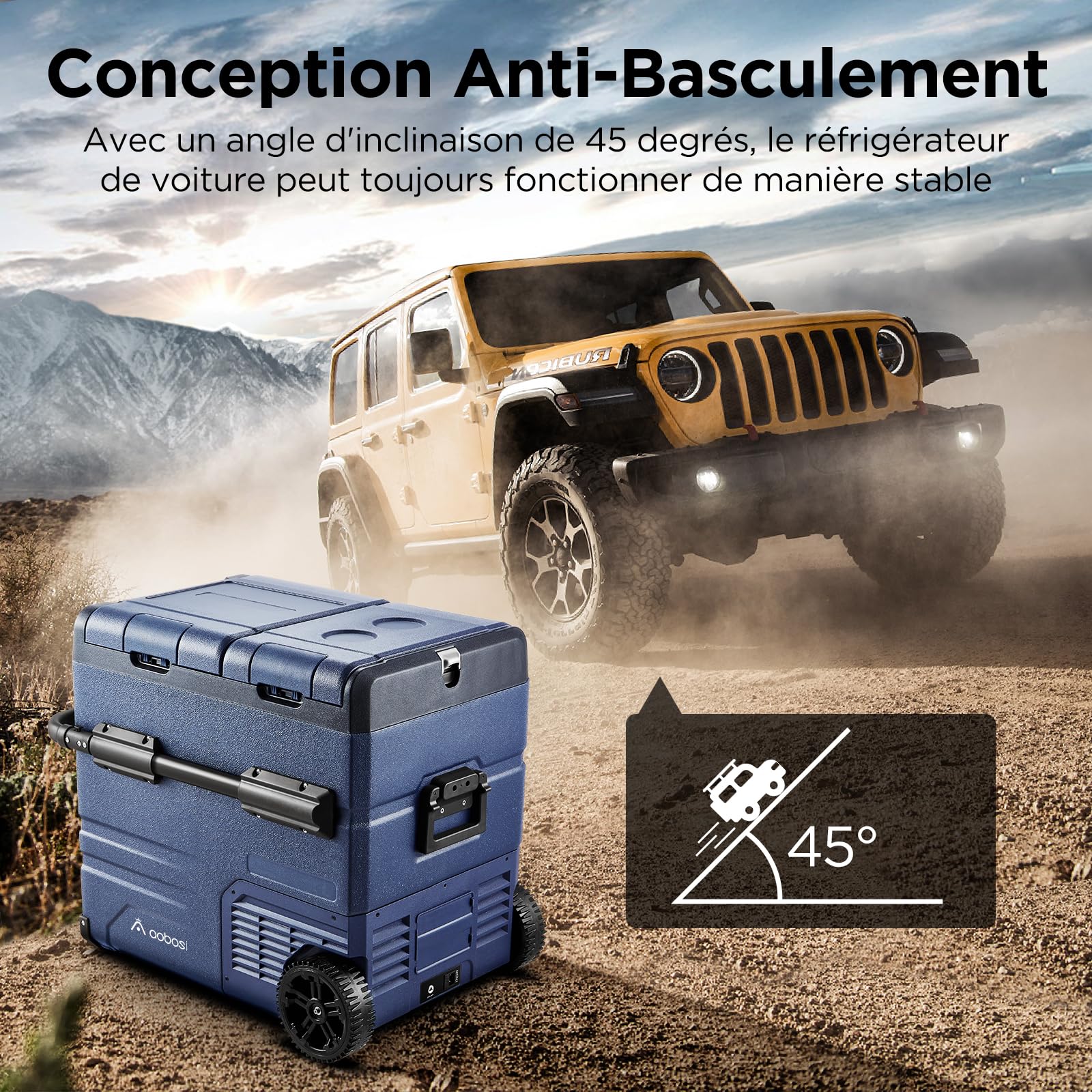 AAOBOSI 55L Glaciere Electrique, Bi-Zonal, Glaciere a Compression Avec APP, Chargement Par USB, Eclairage Par LED, 12/24 V et 100-240 V, -20°C à 20°C, Avec Roues, Pour De Nombreux Modèles De Véhicules