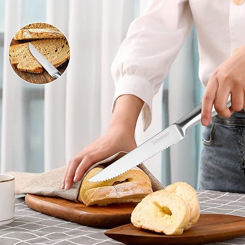 Miniatura 7 de 420J2. 6 Cuchillos de carne de acero inoxidable de alto carbono., Plateado