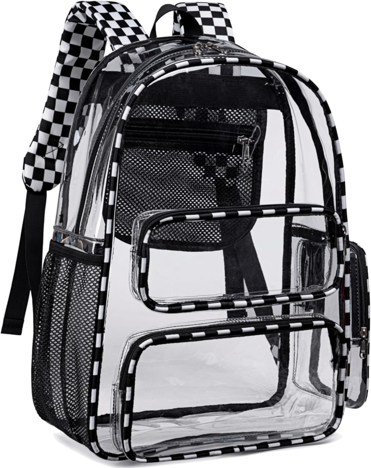 CAMTOP Clear Backpack Heavy Duty Transparent Bag See Through BookBag for Student School Work Festival Sport Travel (Check)