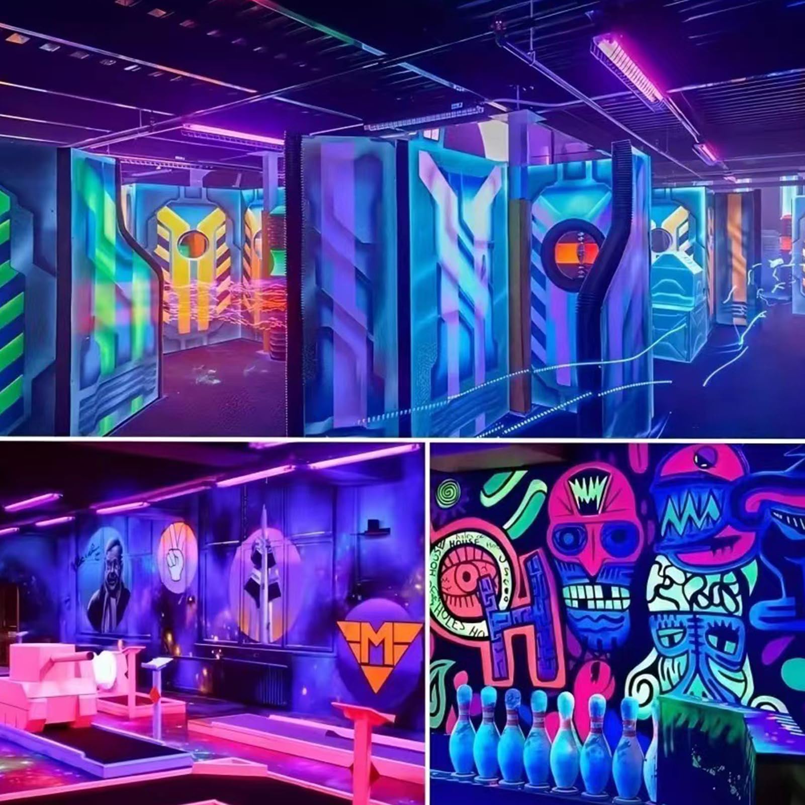 Tira de LED - 2 PCS lámparas de luz negra, tubo de luz ultravioleta ajustable con interruptor, tira de LED ultravioleta para discoteca, iluminación de escenario.