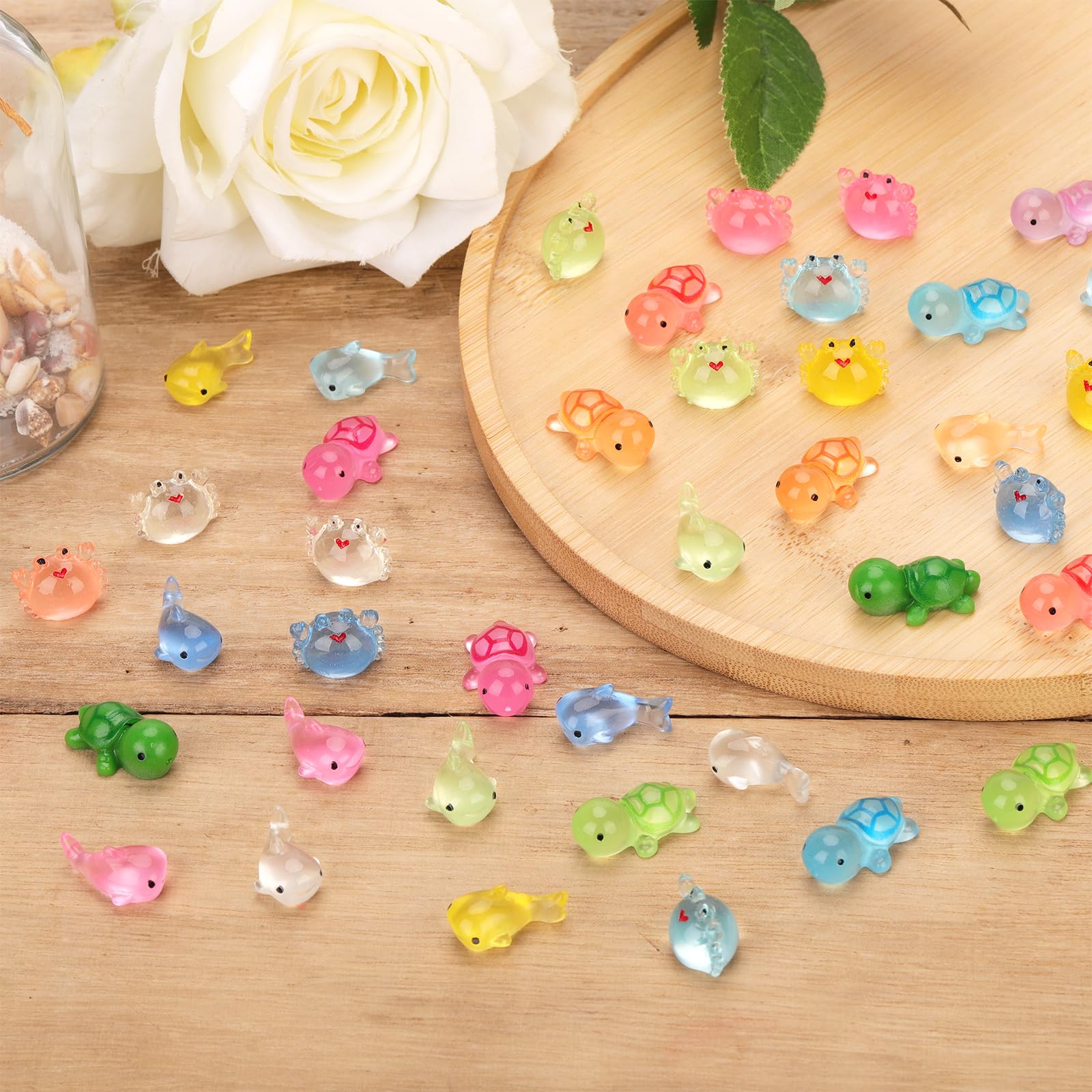 NQEUEPN 42pcs Mini Resin Animal Statue, Glow in the Dark Marine Animal Ornaments - Image 3