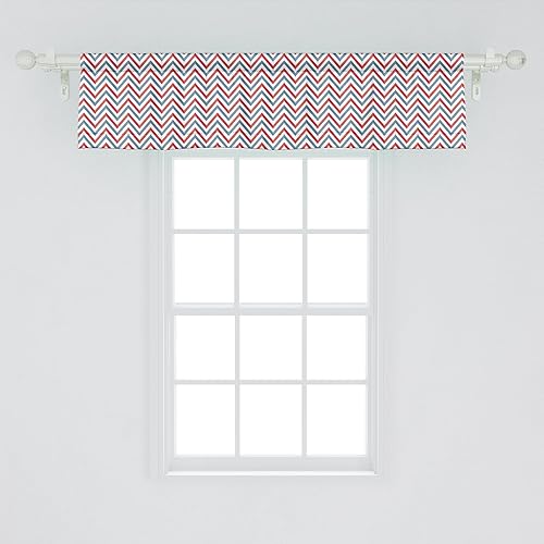 Ambesonne Cenefa de ventana retro, diseño geométrico en zigzag estilo cheurón en colores pastel, cenefa de cortina para decoración de cocina y