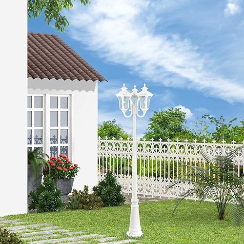 Miniatura 3 de Livex Lighting 7866-13 7866-03 Soporte de poste tradicional para exteriores de tres luces de la colección Oxford en acabado blanco