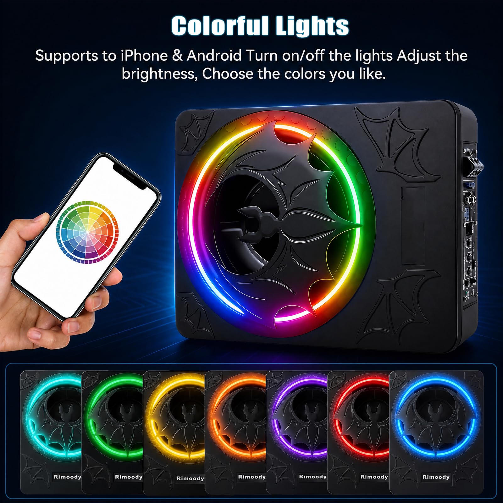 CAMECHO Aktiv-Subwoofer 1200W 70mm Ultraflach Untersitz-Subwoofer für Auto mit Stromversorgung: Aktiver Subwoofer mit integriertem Verstärker, Hoch-/Niedrigpegel-Eingang und Lautstärkeregler für SUVs