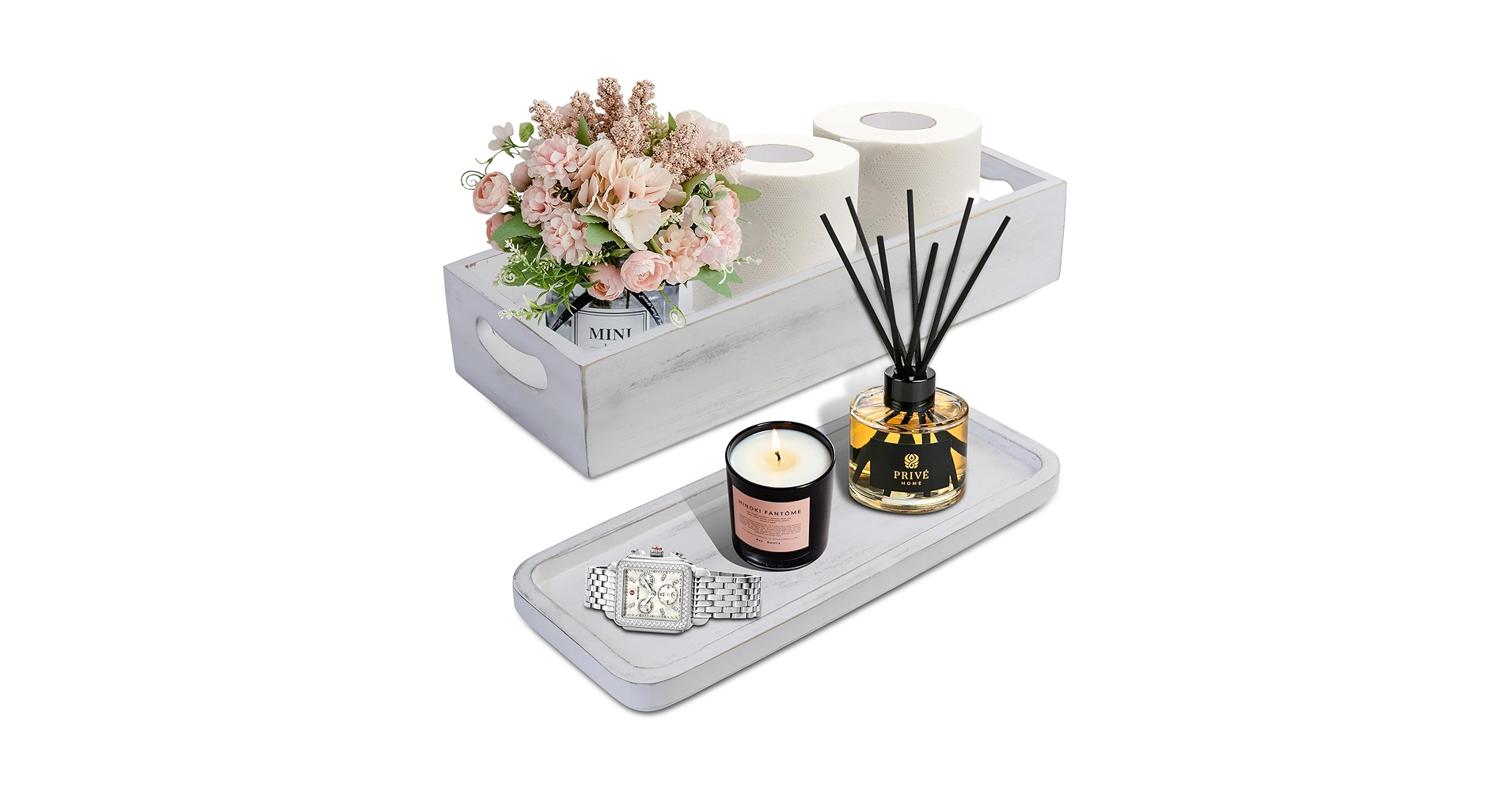 Amazon.com: Toilet Tank Tray for Modern White Bathroom Decor