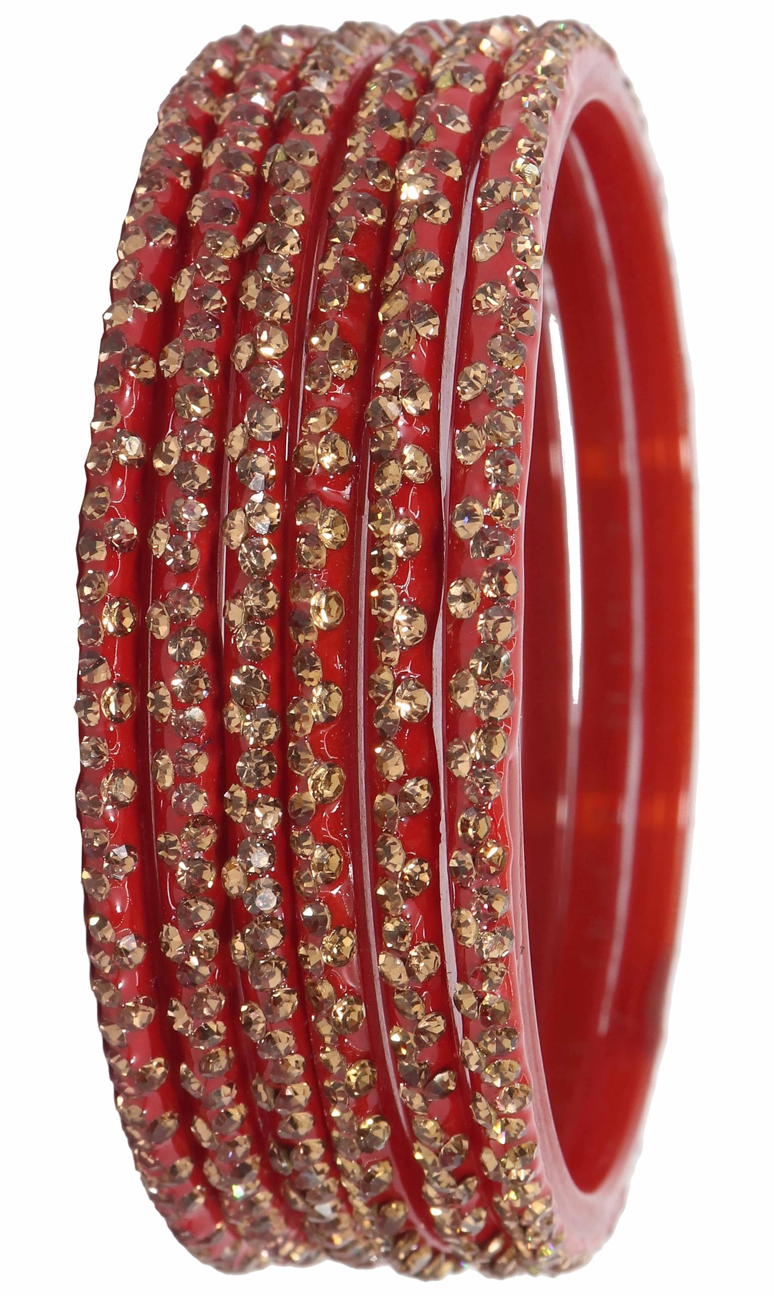 Stylish Glass Bangle Set Maroon Stone
