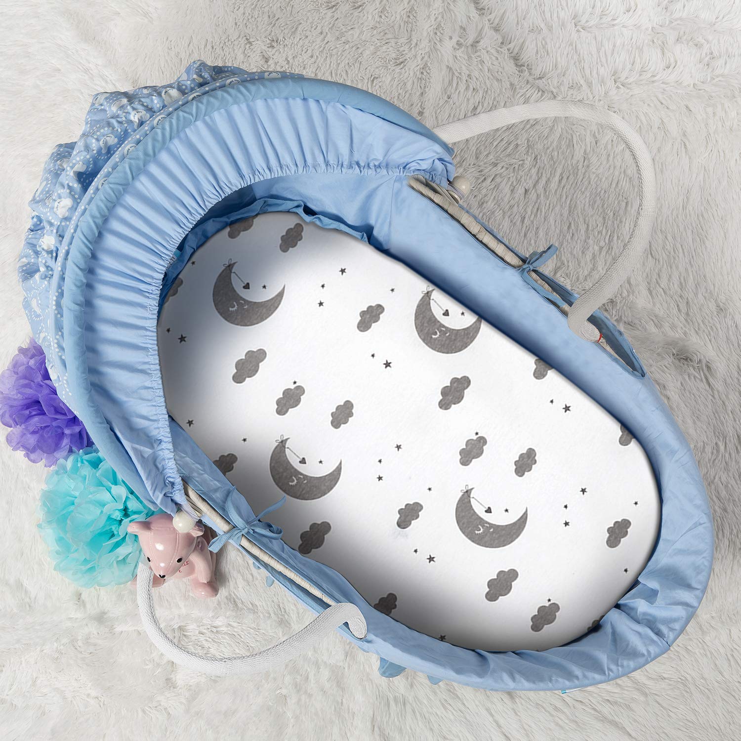 Momcozy Drap Housse Bébé 75x33cm/72x32cm/70x30cm/80x46cm pour Berceau Universels Lot de 3, Protège Matelas pour Fille ou Garçon, Élastique, Compatible avec Julius Zöllner, Träumeland, Alvi, FabiMax