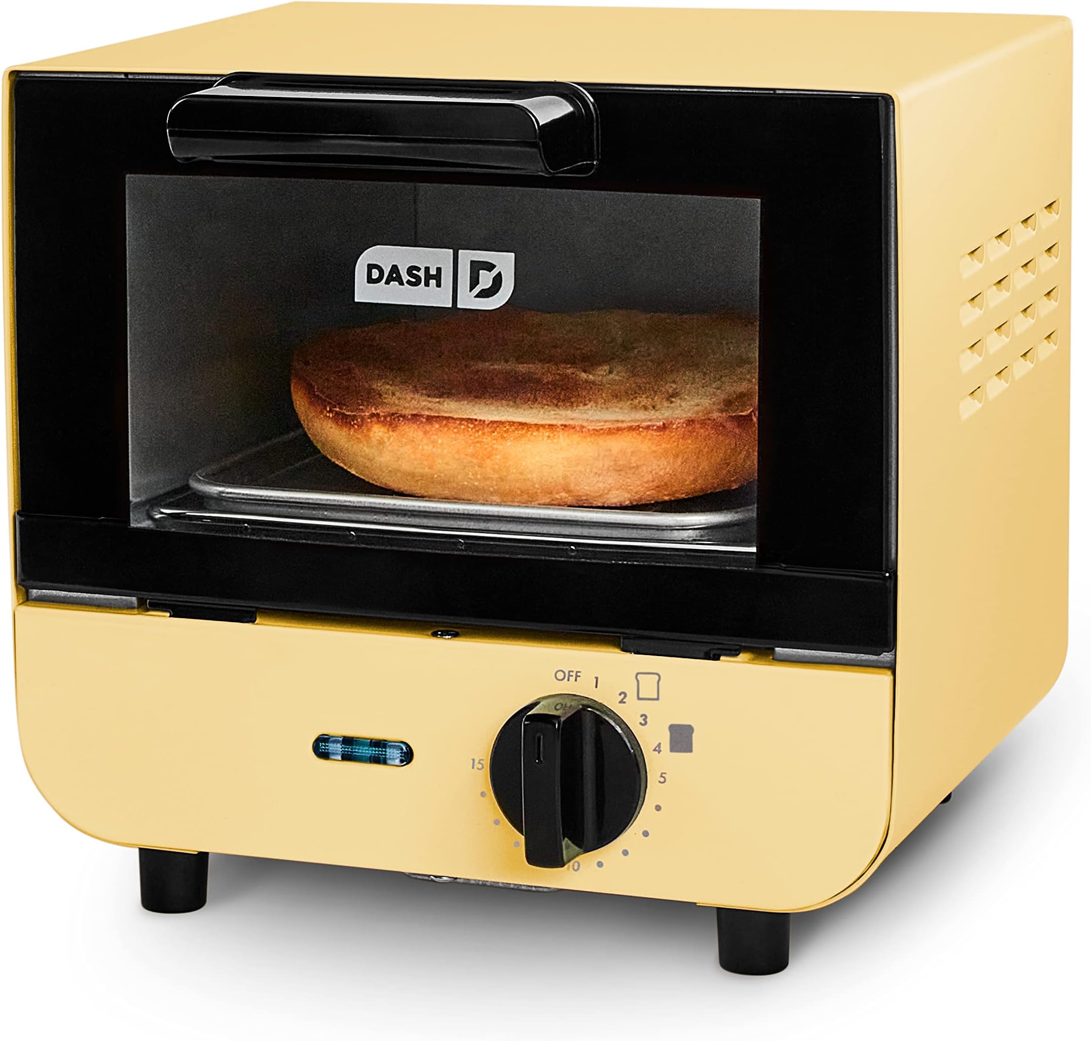 Dash DMTO100GBPY04 Mini Toaster Oven Cooker for for Bread, Bagels, Cookies, Pizza, Paninis & More with Baking Tray, Rack, Auto Shut Off Feature, Yellow