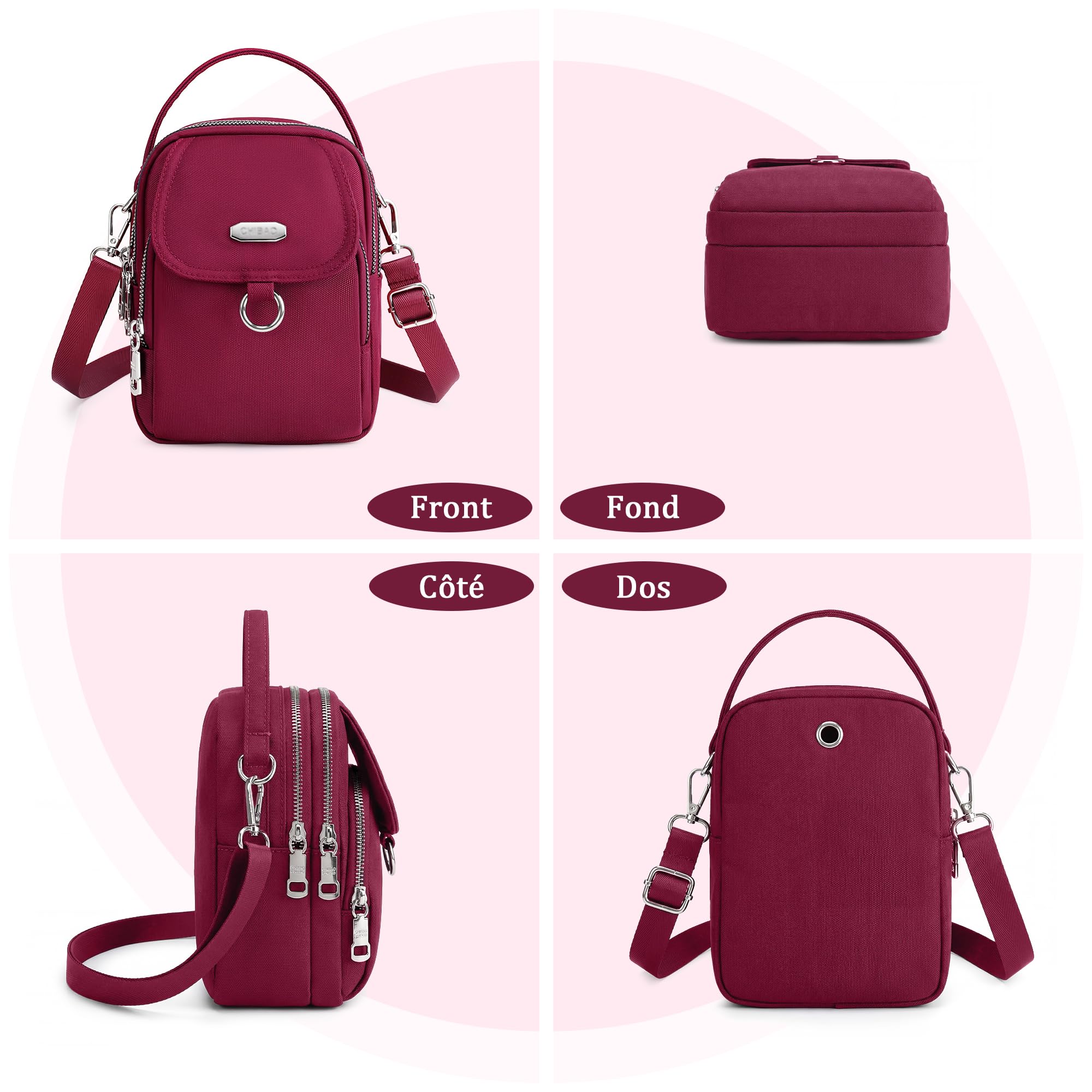 Sac à Bandoulière Femme Petit Sac Téléphone Portable Mode Fille Pochette Étanche Mini Sac à Main avec Prise Casque
