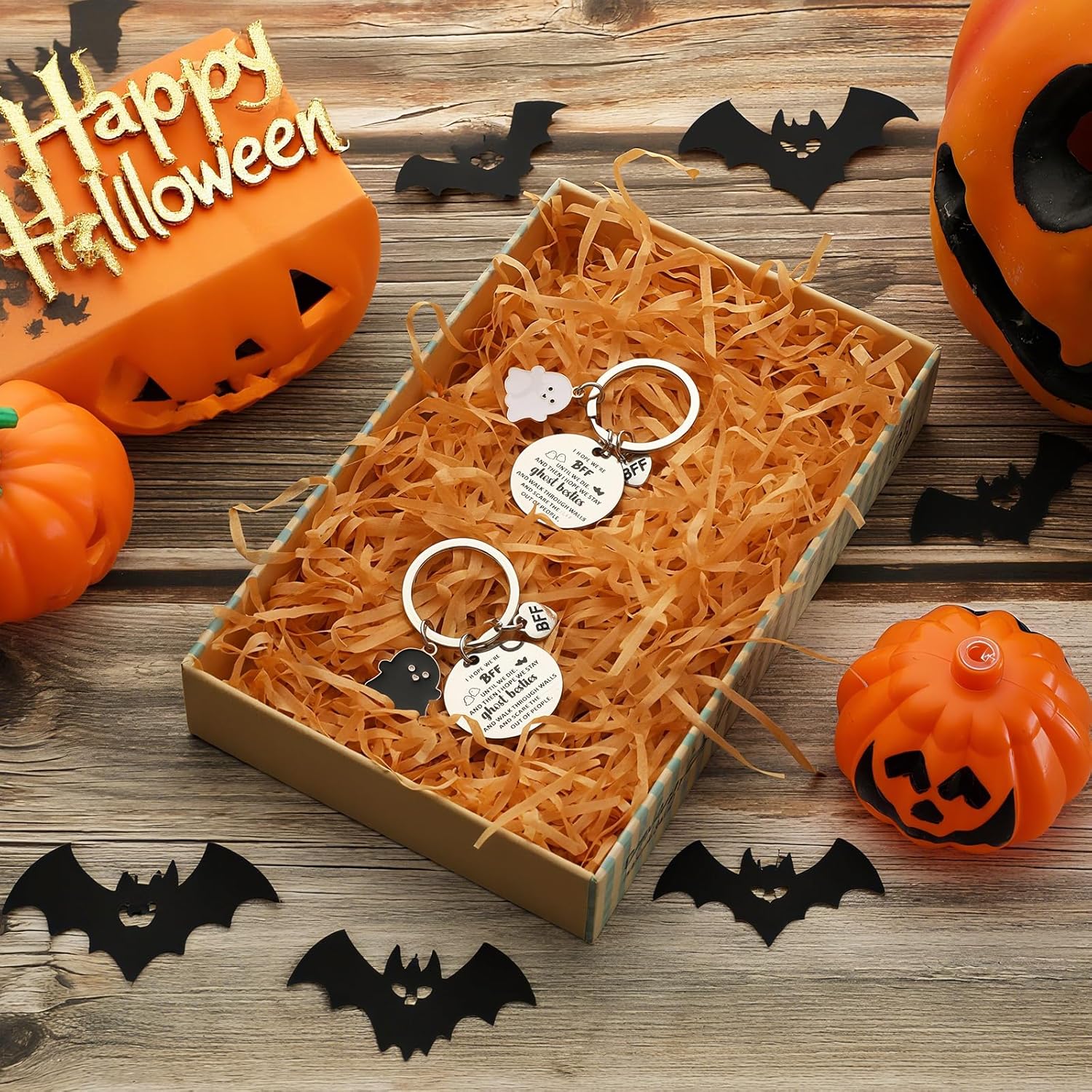 Tondiamo 2 Pcs Best Friend Funny Keychains for Women Cute Ghost Bestie Gifts Long Distance Stuff for 2 Christmas Halloween Gifts for Friends - Image 8