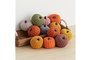 Miniature Beige Knitted Decorative Pumpkins - Pack of 12