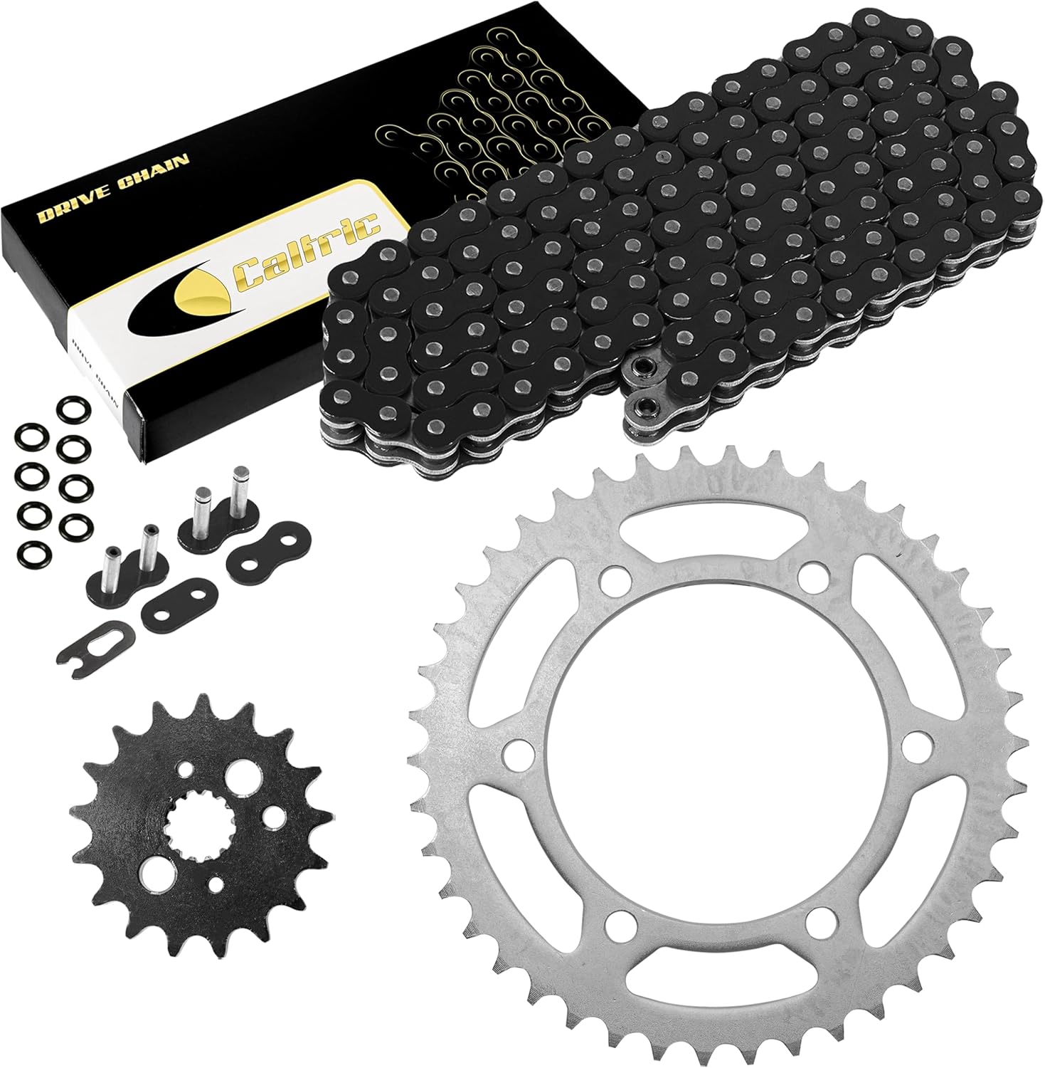 Caltric Black O-Ring Drive Chain & Sprockets Compatible with Kawasaki Vn800B Vn-800B Vulcan 800 Classic