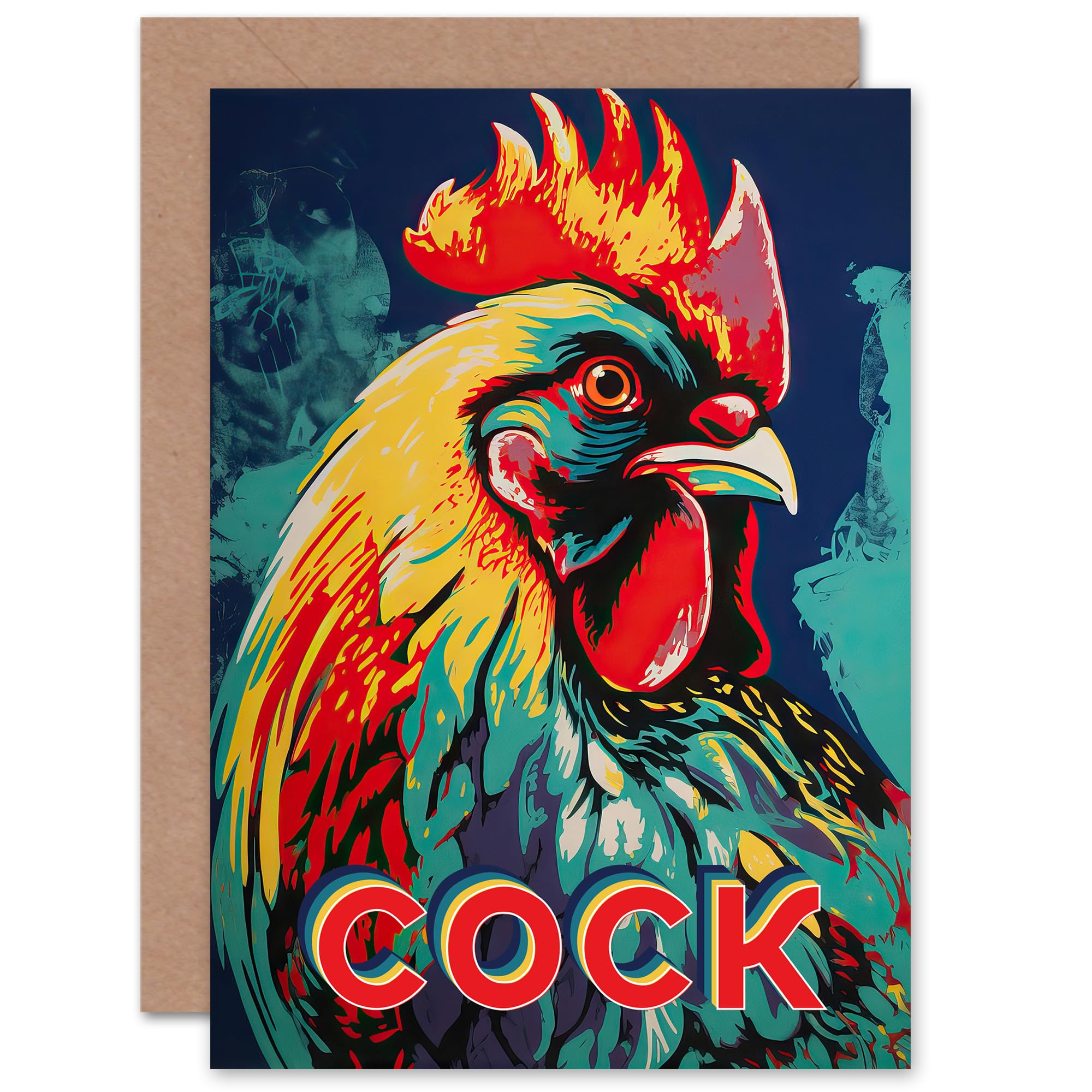 Artery8 Birthday Funny Cock Rooster Man to Man Brother For Him Blank Inside Greeting Card