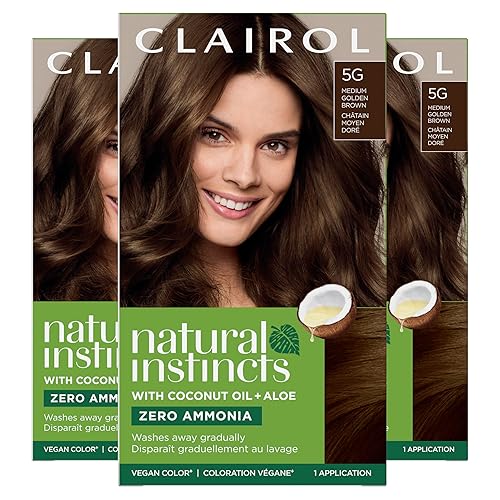 Clairol Natural Instincts - Tinte de cabello demi-permanente, color castaño dorado medio (Medium Golden Brown) 5G, paquete de 3 unidad