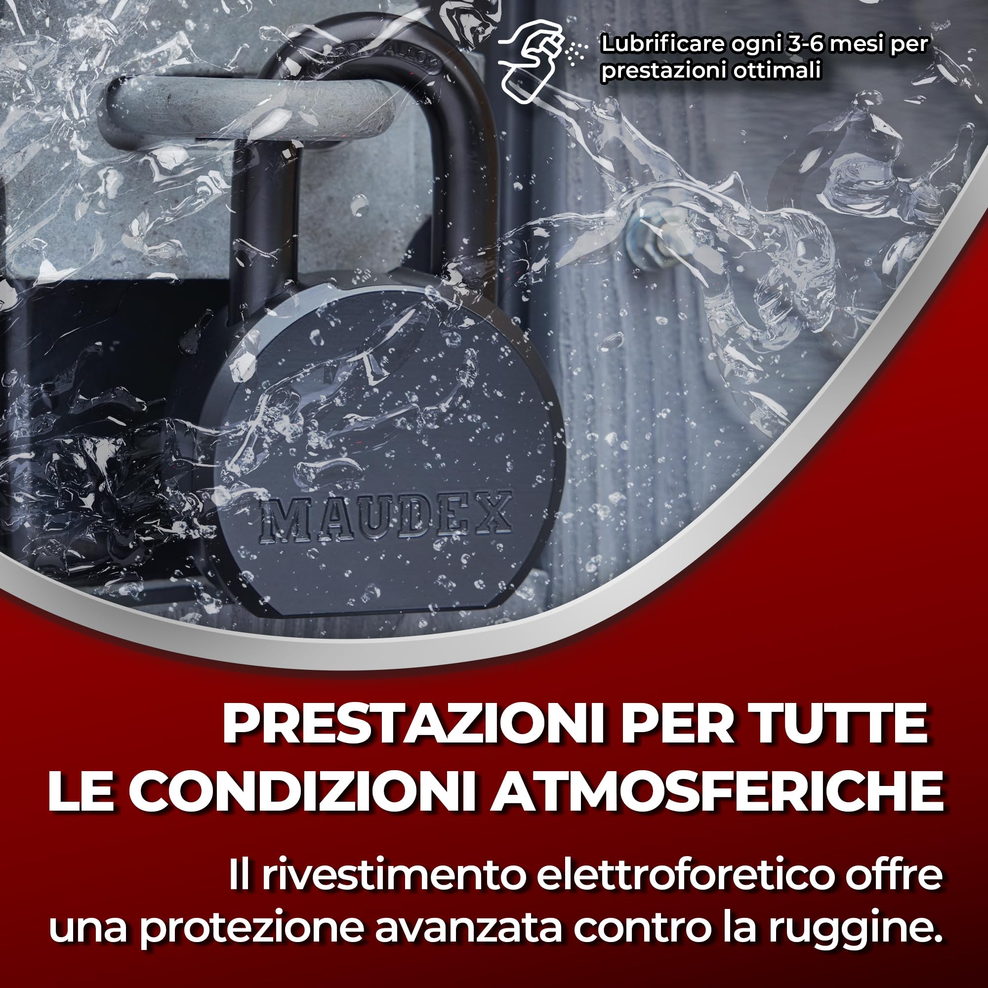 Maudex® PML65 Lucchetto Antiscasso Alta Sicurezza, Serratura per Cancello Esterno e Lucchetti 65mm con 5 Chiave, Acciaio e Lega di Boro per Catena e Garage, Ideale per Armadietto e Palestra e Catena