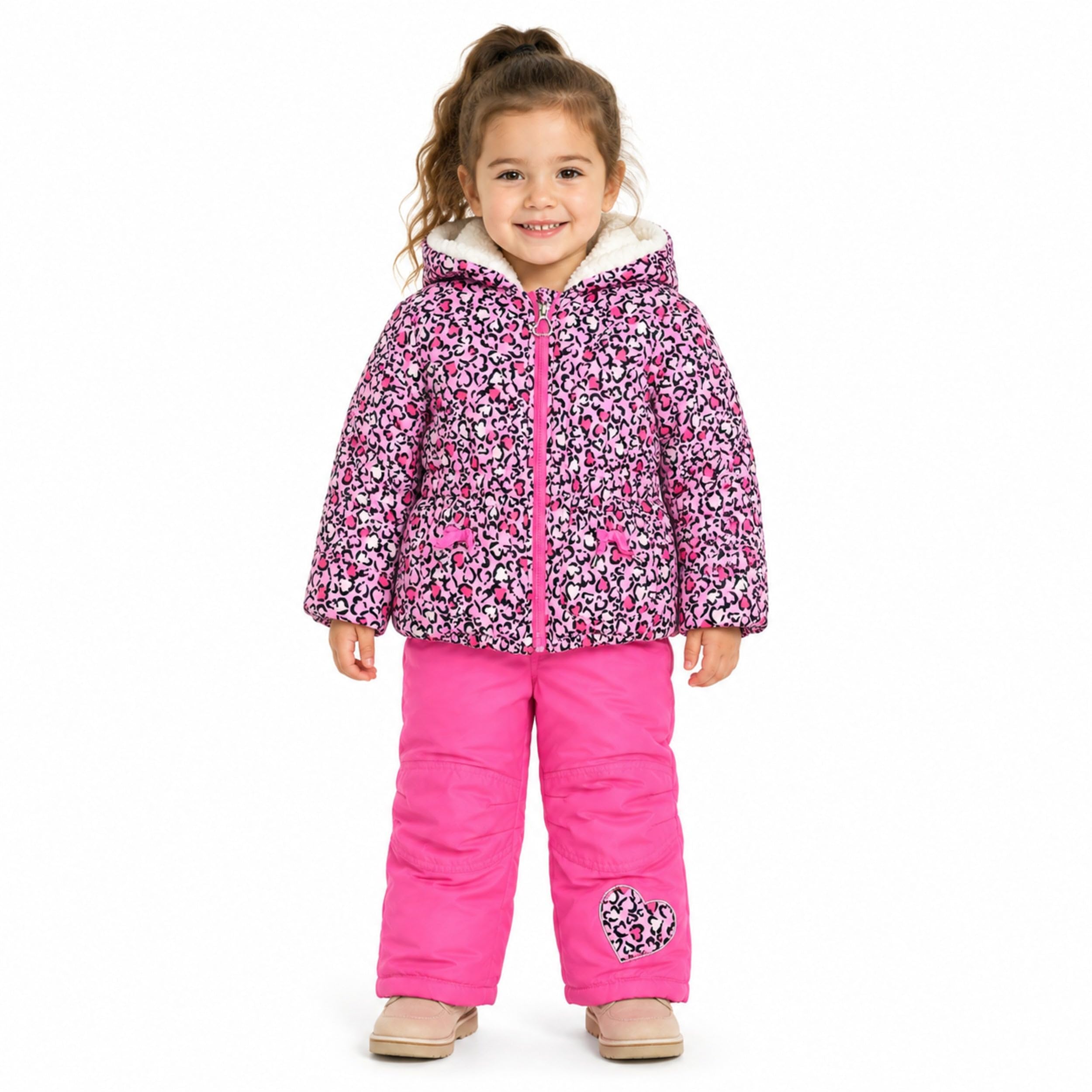Arctic Quest Girls' Bib Snow Pants and Ski Jacket Water-resistant Snowsuit for Kids Winter Jacket for Girls Hooded
