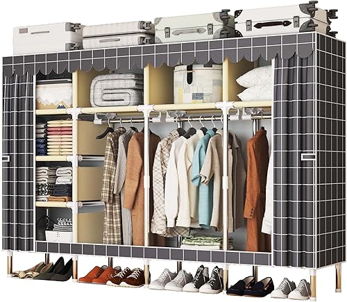 Armario portátil duradero y fácil de montar, resistente con cubierta de tela no tejida, lo mejor para dormitorio y fácil almacenamiento y