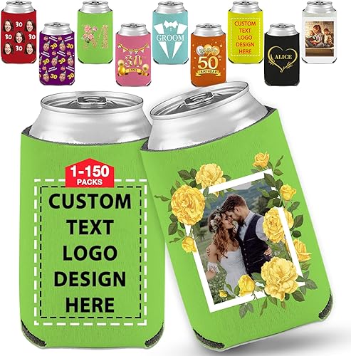 Hasta 150 fundas personalizadas para latas de cerveza, fundas personalizadas para latas a granel con logotipo fotográfico, texto, soporte para