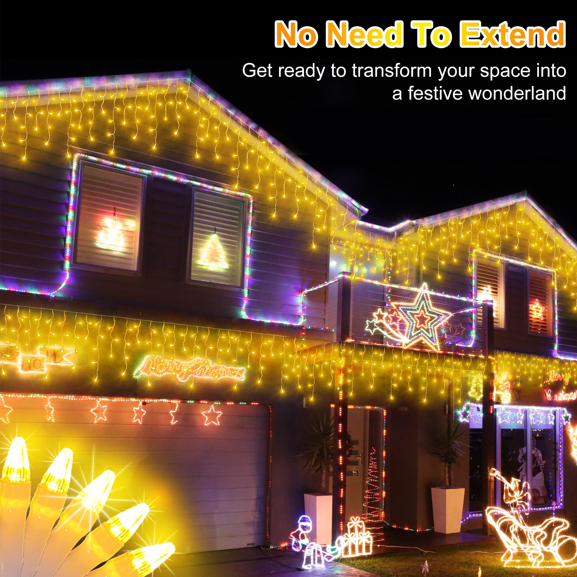1620 luci di Natale a LED da 40 m, 360 gocce, dimmerabili, per esterni, 12 modalità di decorazione con timer e memoria, luci LED scintillanti per casa, camera da letto, interni/esterni, finestre
