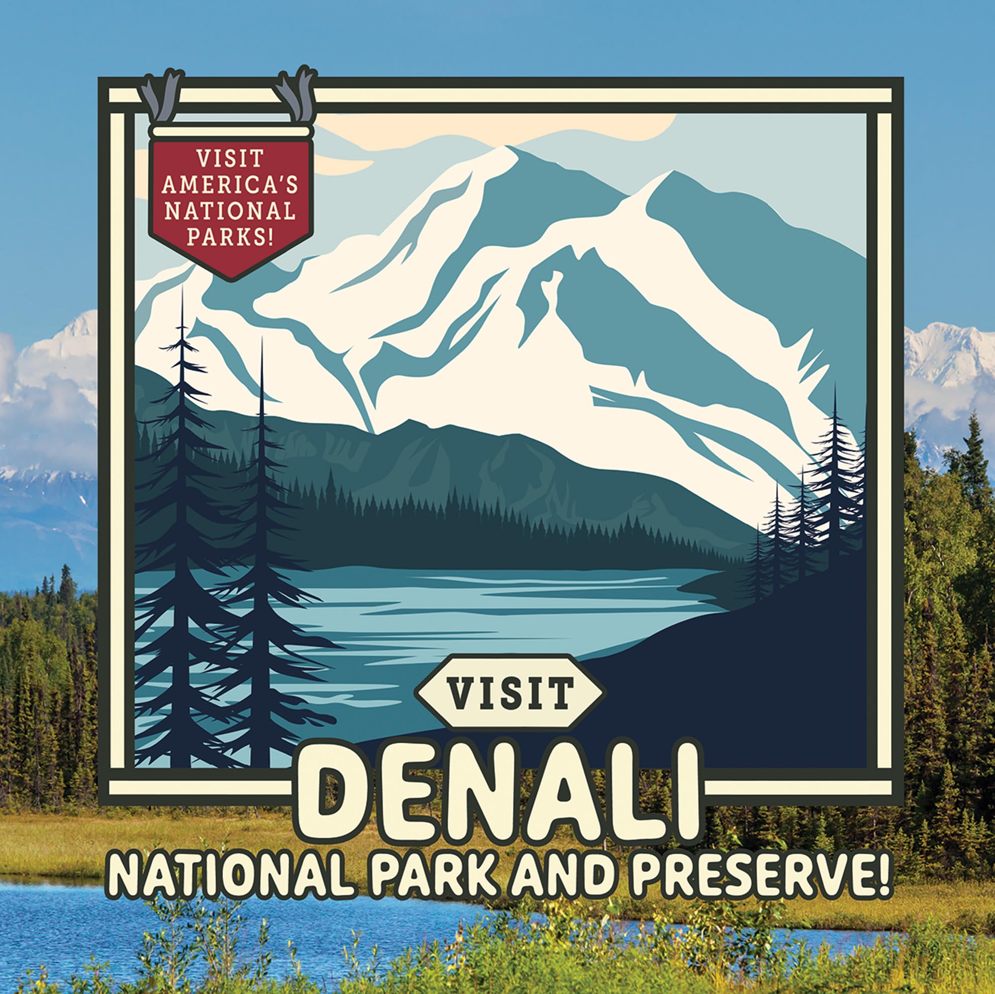 Denali National Park illustration artistique de prestige éditée sur papier d'art