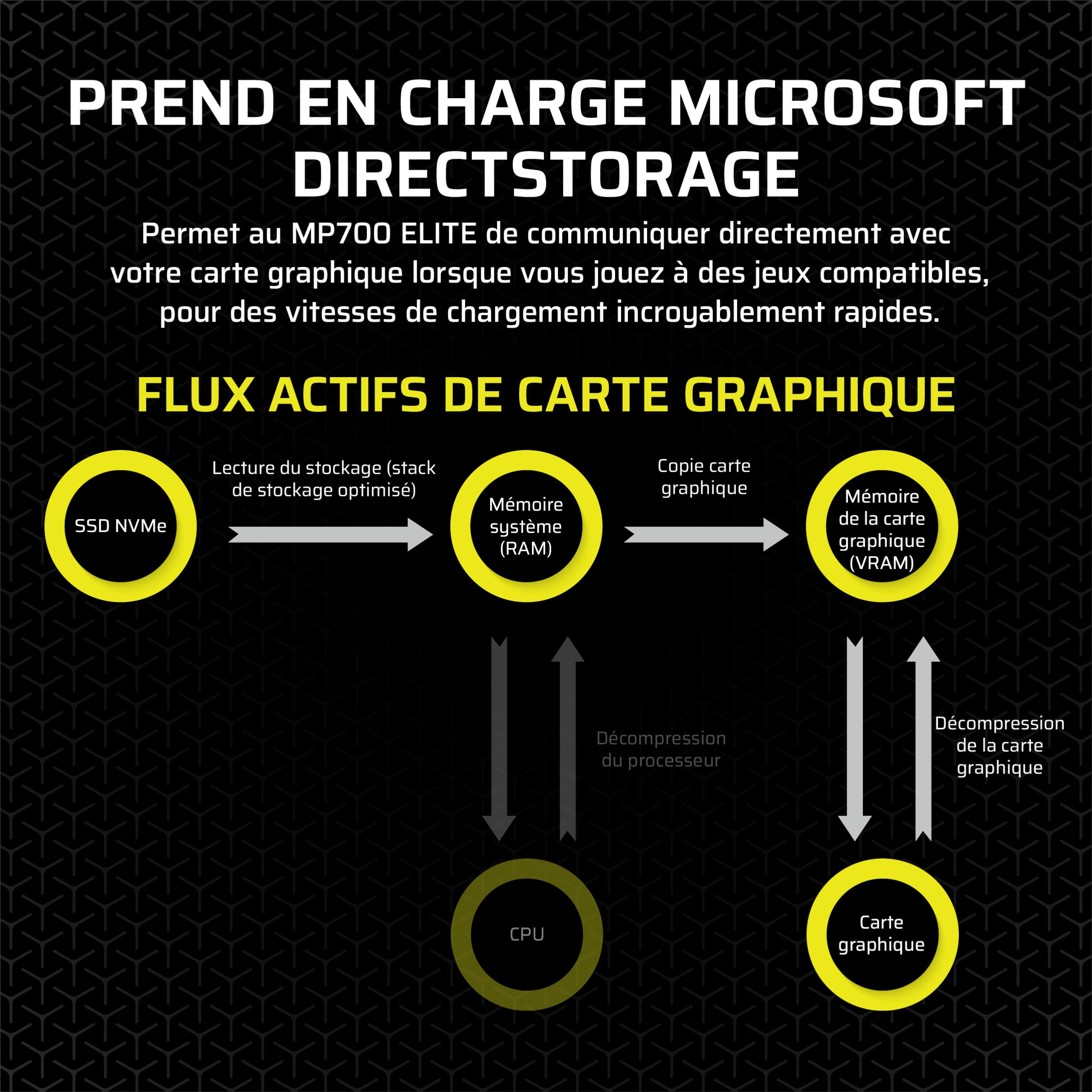 Corsair MP700 Elite 1 to PCIe 5.0 x4 NVMe M.2 SSD – Jusqu'à 10,000MB/sec – Haute Densité 3D TLC NAND – M.2 2280 – Compatible DirectStorage – Noir
