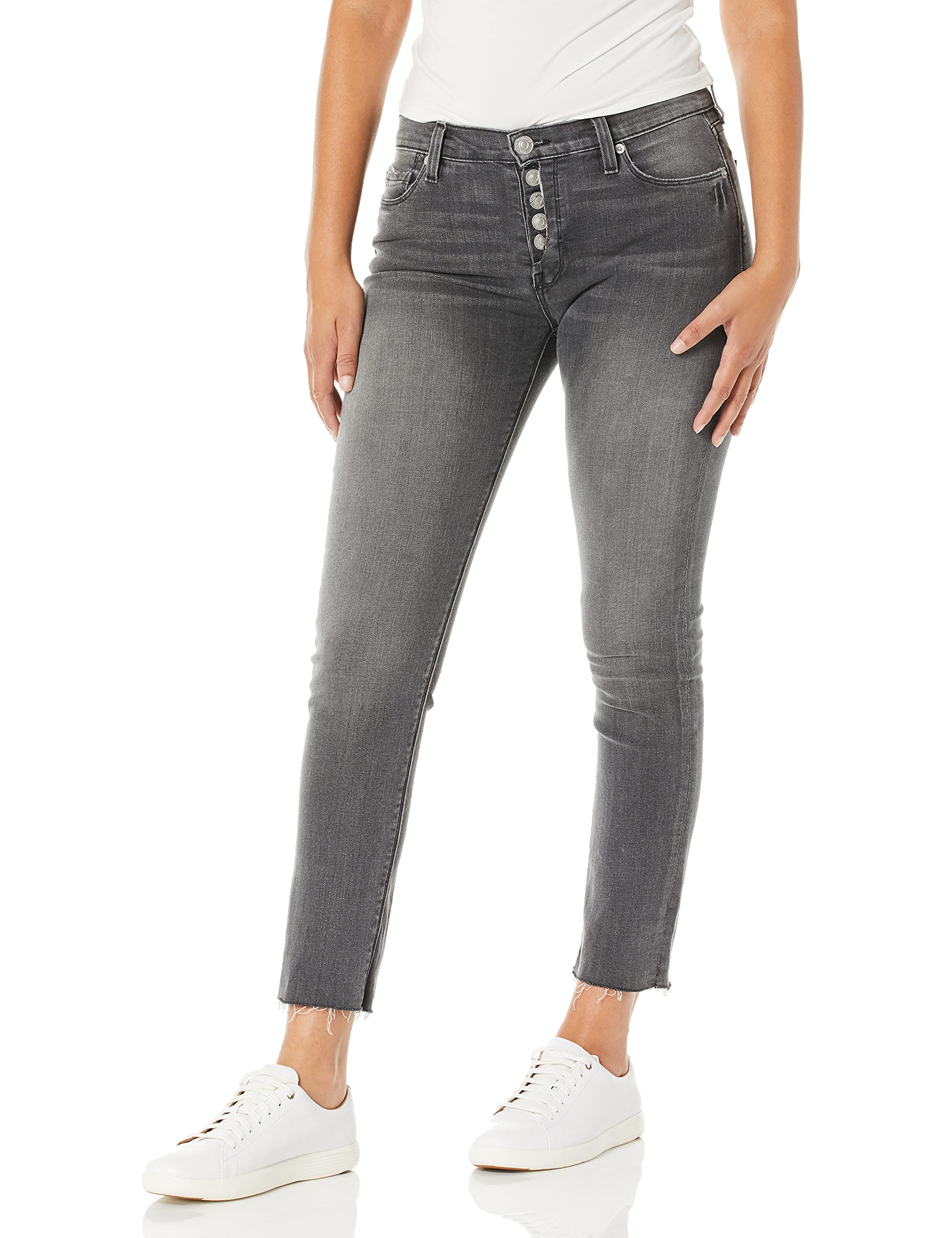 Hudson Women's Nico Mid Rise Straight Leg Crop Jean - Distressed Denim