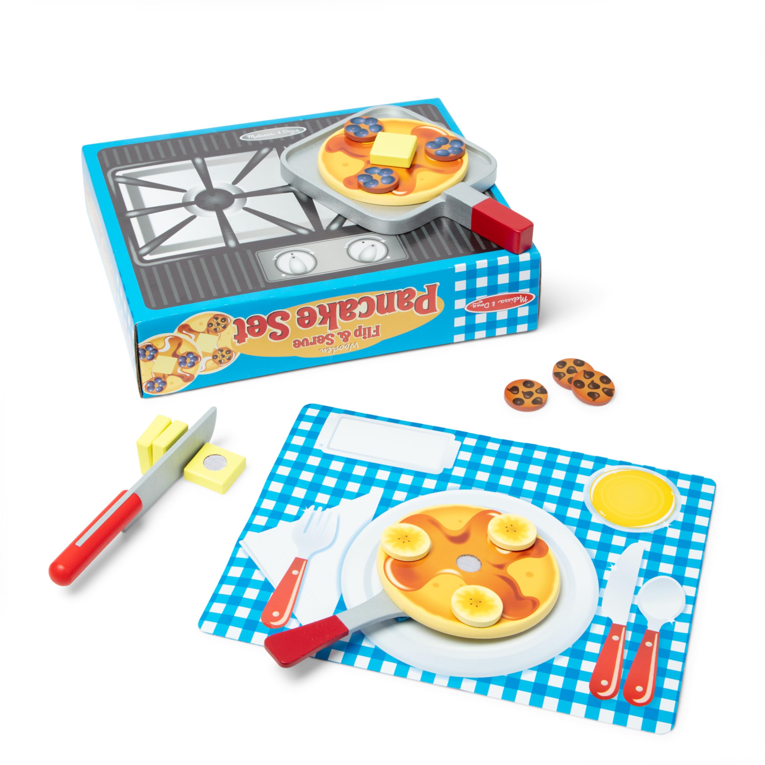 Juego de panqueques Flip and Serve (19 pcs) - Comida de madera para el desayuno