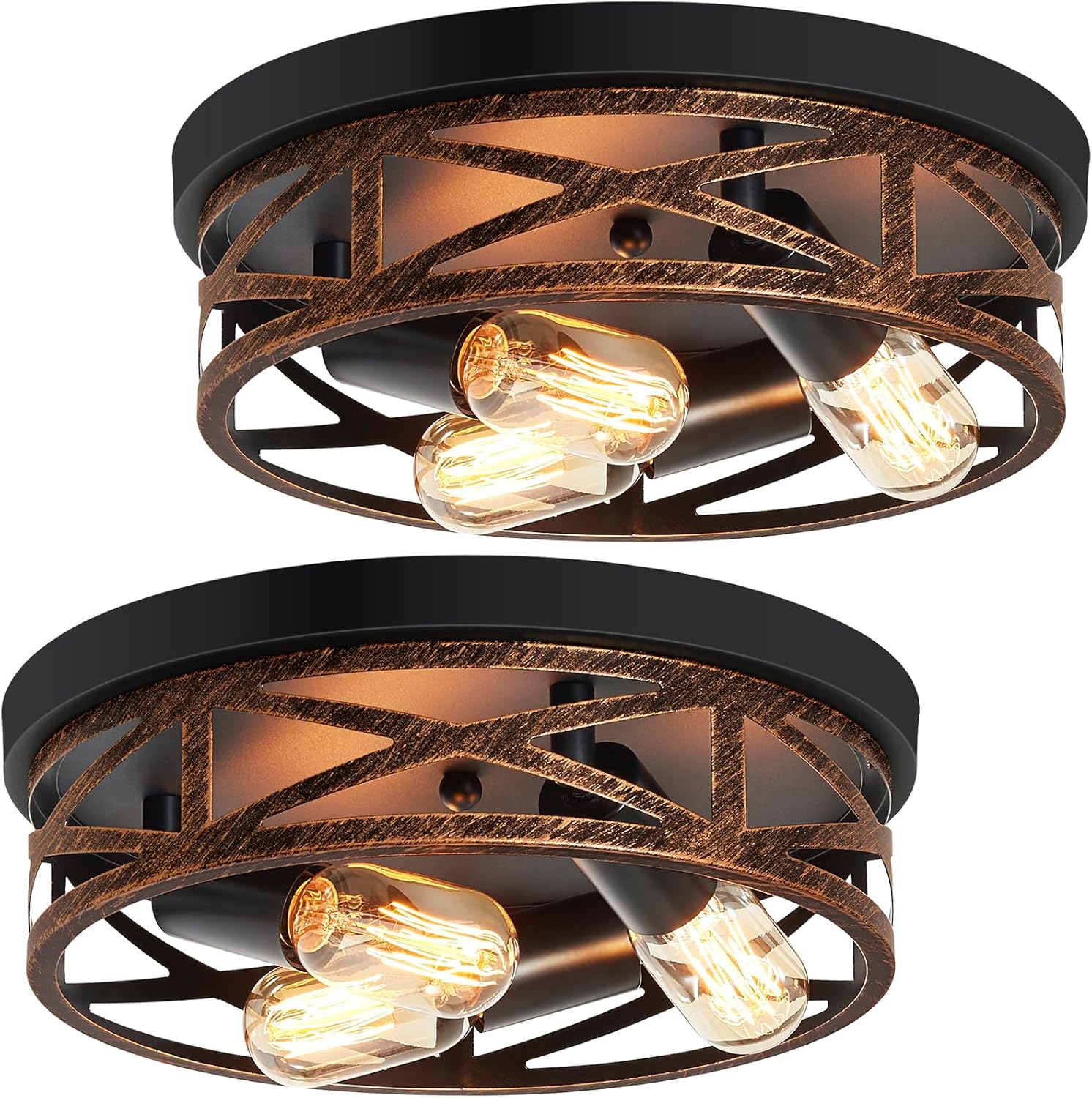 ZHU YAN 2 Pack Flush Mount Ceiling Light Fixture,3-Light Hallway Light Fixtures,13 inch Light Fixture Ceiling Mount for Kitchen Entryway Hall,E26 Base