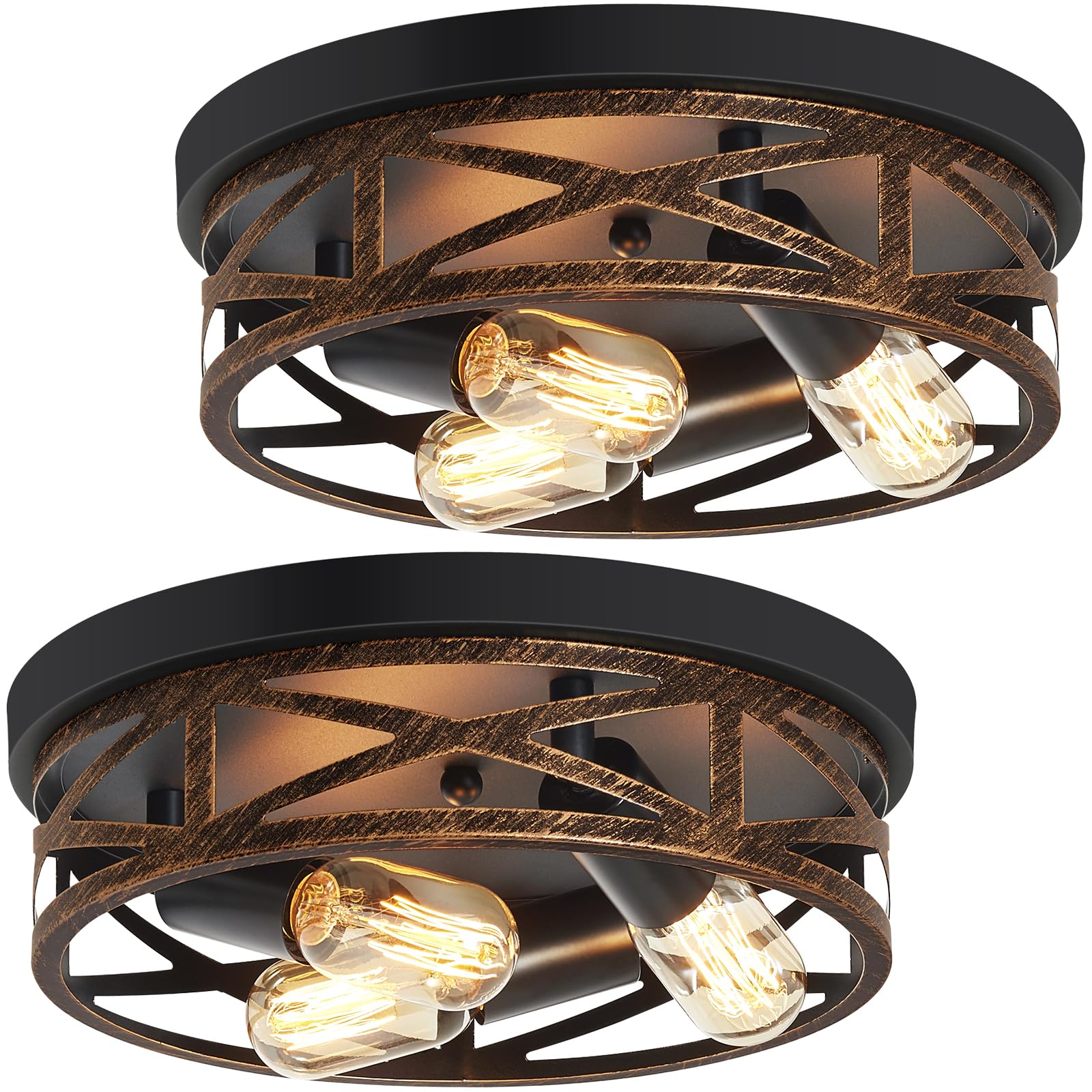 ZHU YANFarmhouse Flush Mount Ceiling Light,3-Light Ceiling Light Fixture Hallway Ceiling Light Fixtures,Light Fixtures Ceiling Mount for Hallway Kitchen,Entryway,Hall (2 Pack)