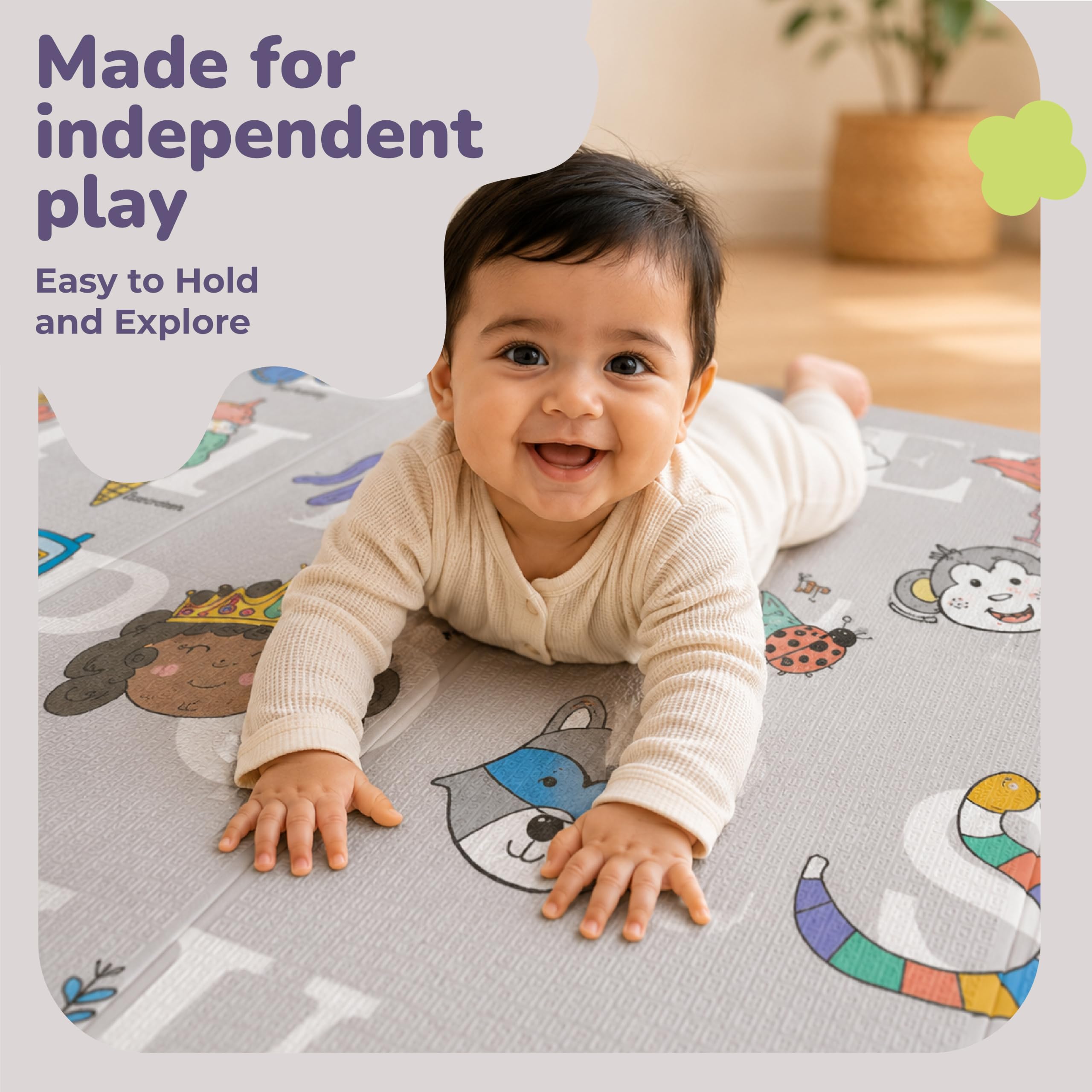 Lifelong Cuppy Alphabet Junior Baby Play Mat | Waterproof Mat for Crawling & Playing | Travel Friendly, Soft Indoor, Outdoor Usage Yoga Mat | Non Toxic with Animal Alphabet Theme (4.92x3.94x0.02ft) — Amazon image 2