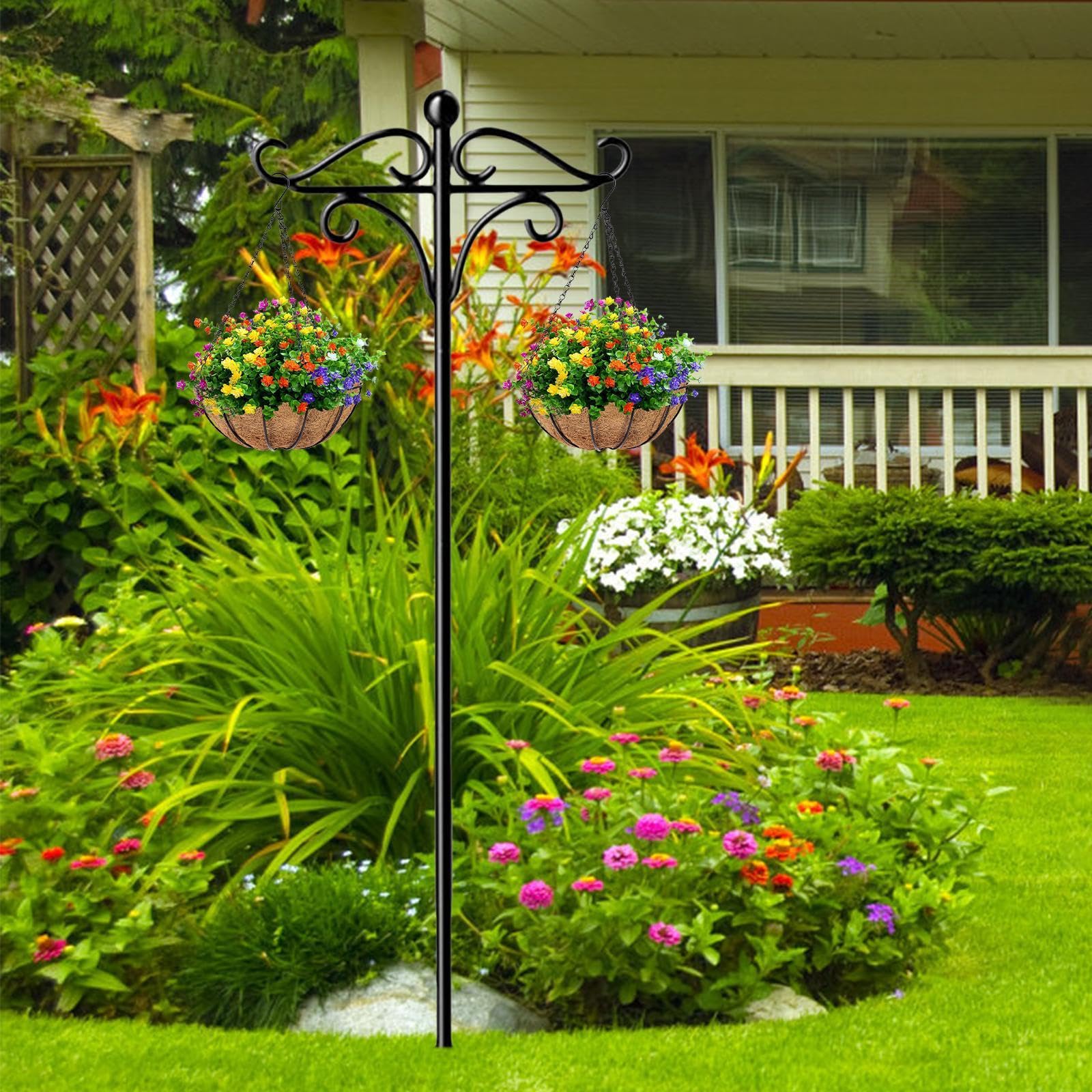 Gancio da Giardino per Piante Sospese, Decorazione, Supporto per Mangiatoia per Uccelli, Supporto per Vasi di Fiori Sospesi, Mangiatoia per Uccelli, L, Altezza 190cm